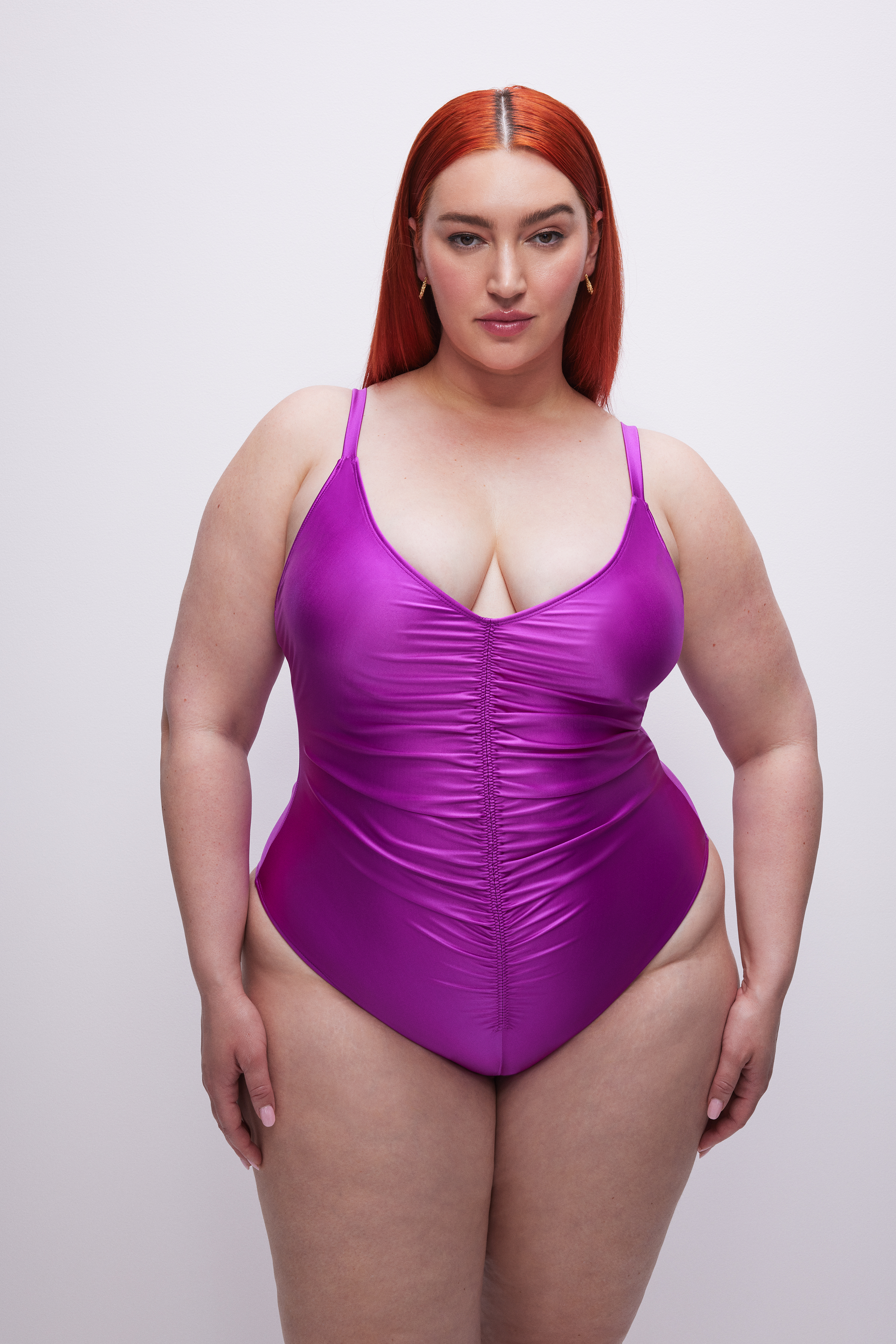 Styled with ALWAYS RUCHED ONE-PIECE SWIMSUIT | BRIGHTORCHID001
