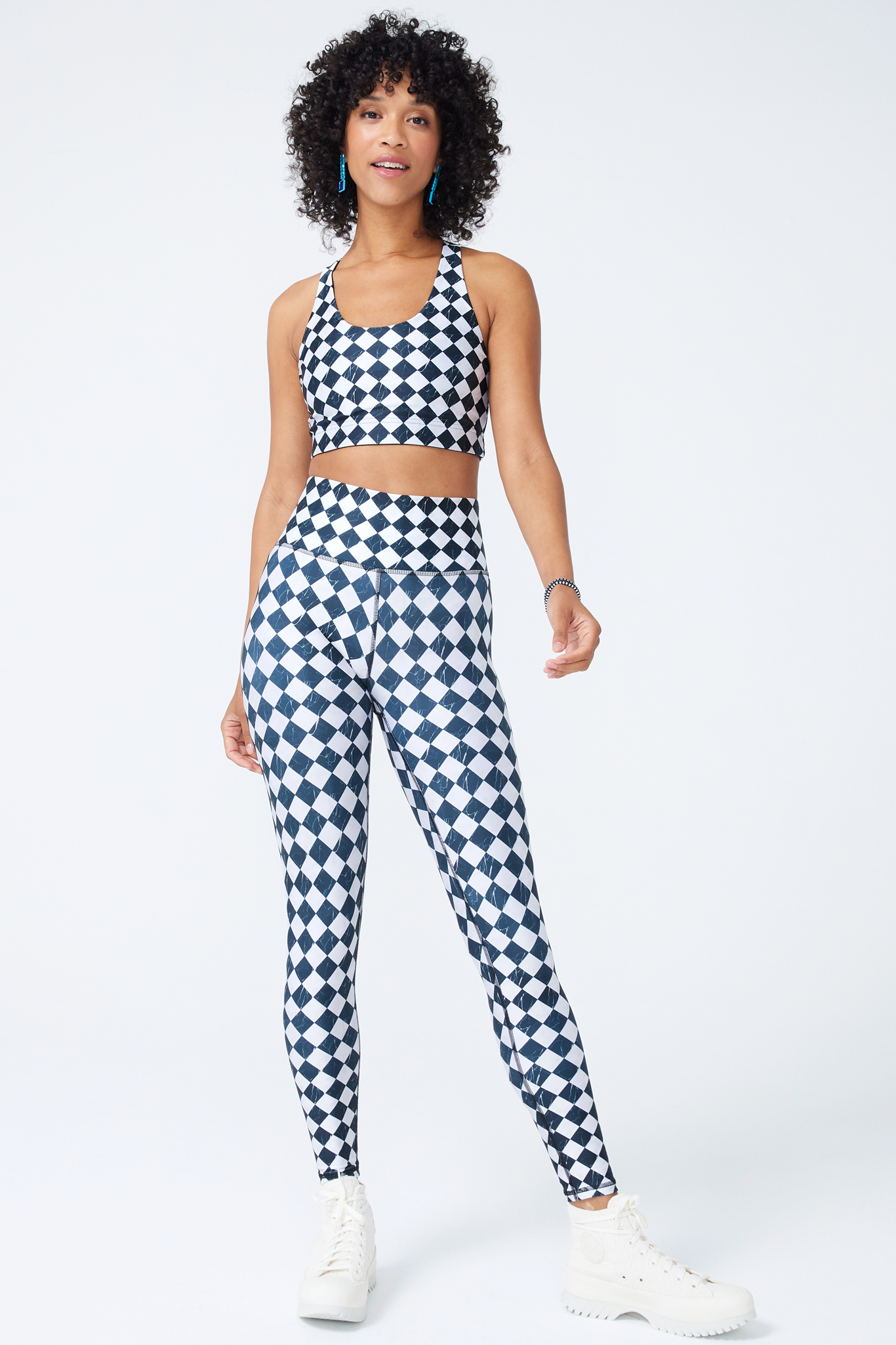  Womens Polyester Plus Size Leggings Houndstooth 2X
