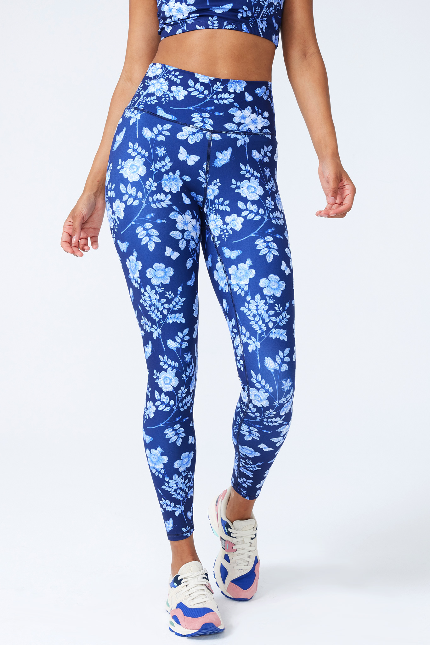 TEREZ Women's Blue Foild Printed Leggings #22257756 NWT