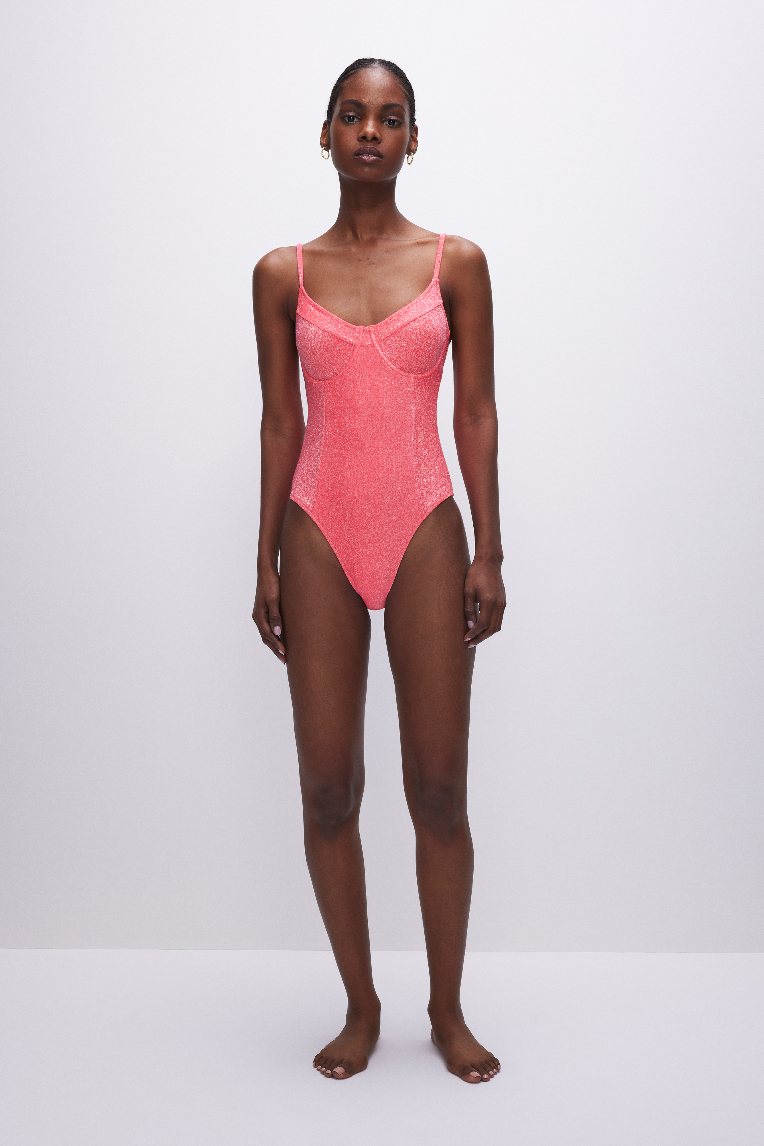 Styled with SPARKLE DEMI CUP ONE-PIECE | FIERY CORAL 002