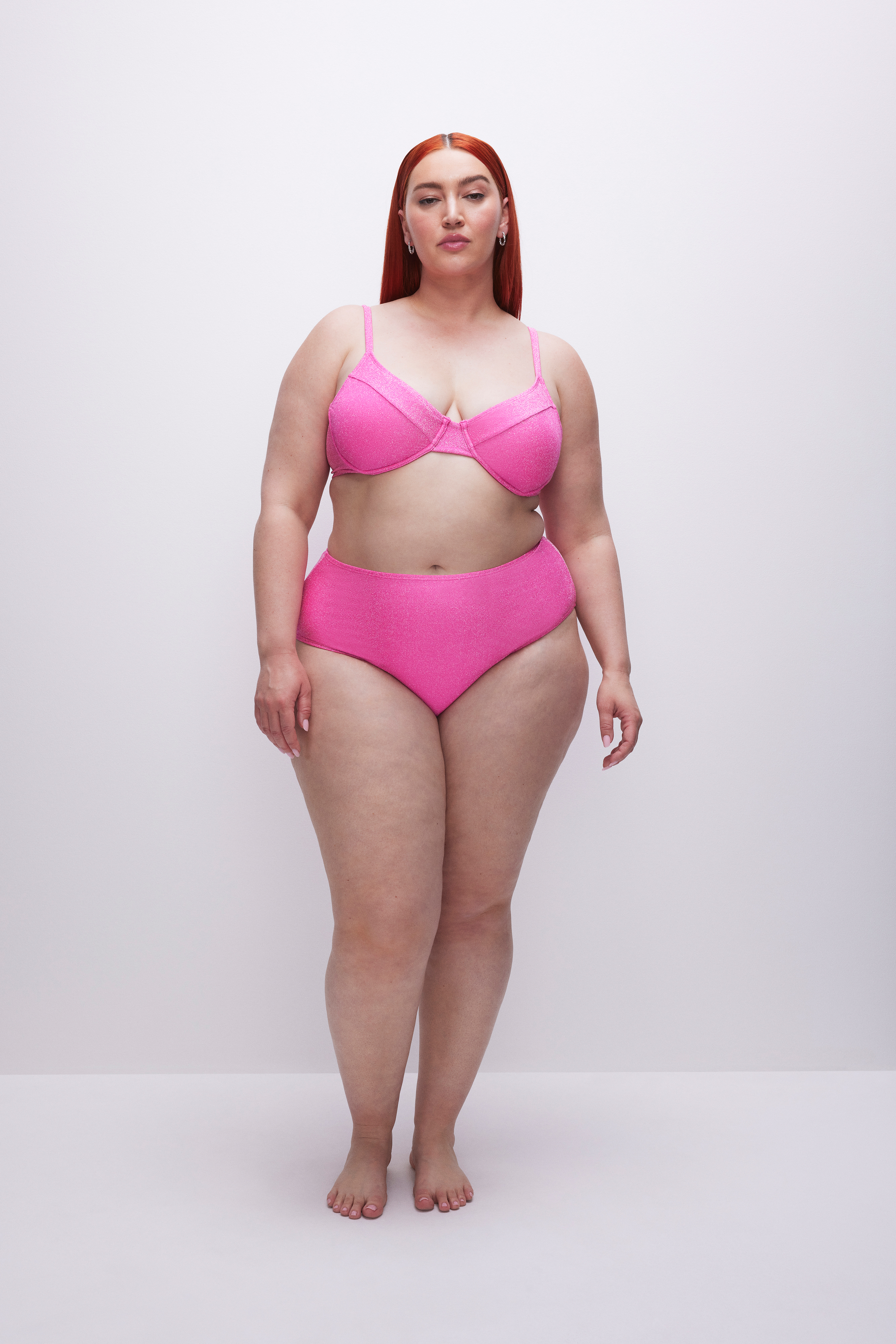 SPARKLE DEMI CUP BIKINI TOP in KNOCKOUTPINK001 styled with our SPARKLE SWIM BRIEF in KNOCKOUTPINK001, SPARKLE BIKINI BOTTOM in KNOCKOUTPINK001, or SPARKLE TINY TIES BIKINI BOTTOM in KNOCKOUTPINK001