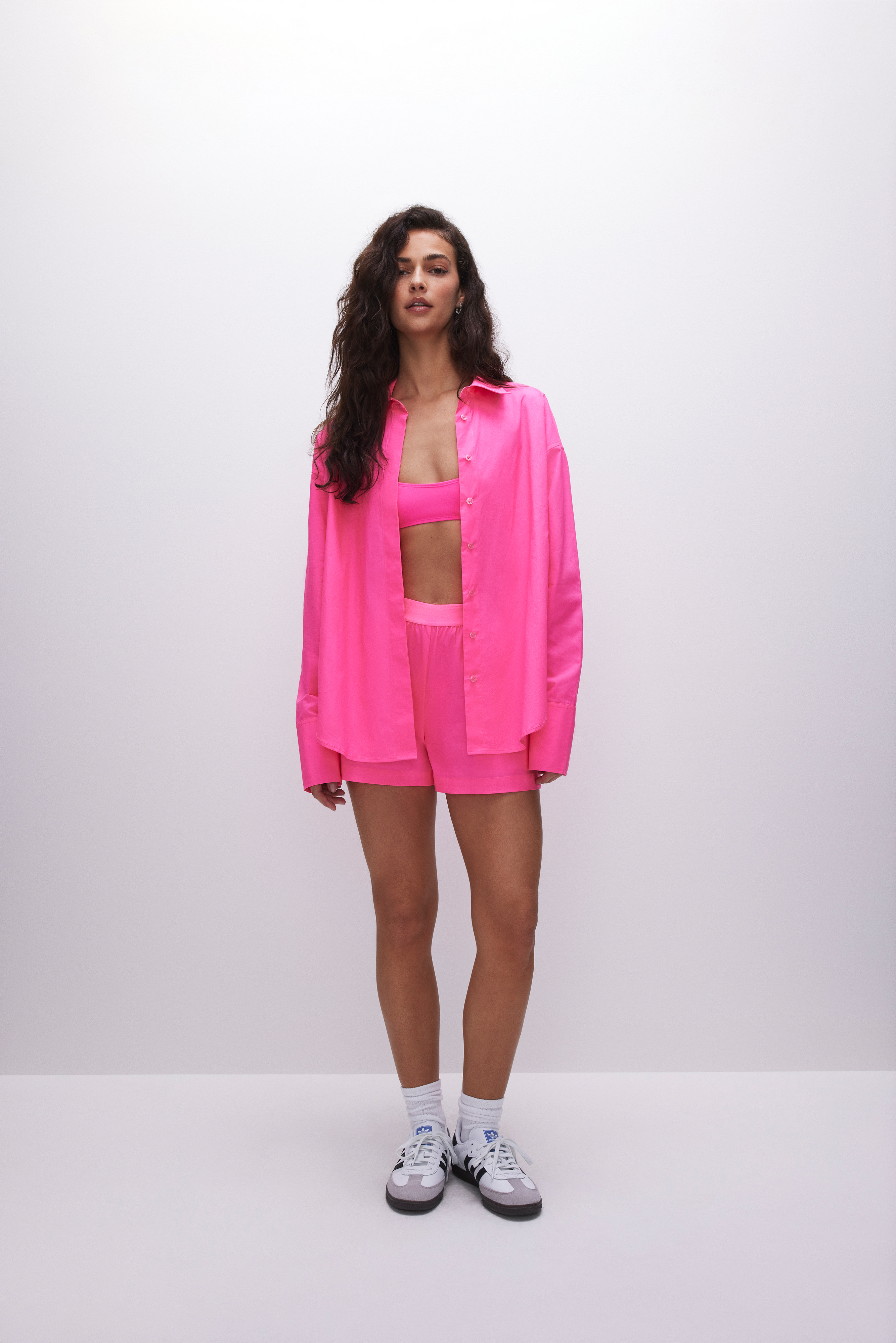 Styled with COATED POPLIN SHORTS | KNOCKOUTPINK001