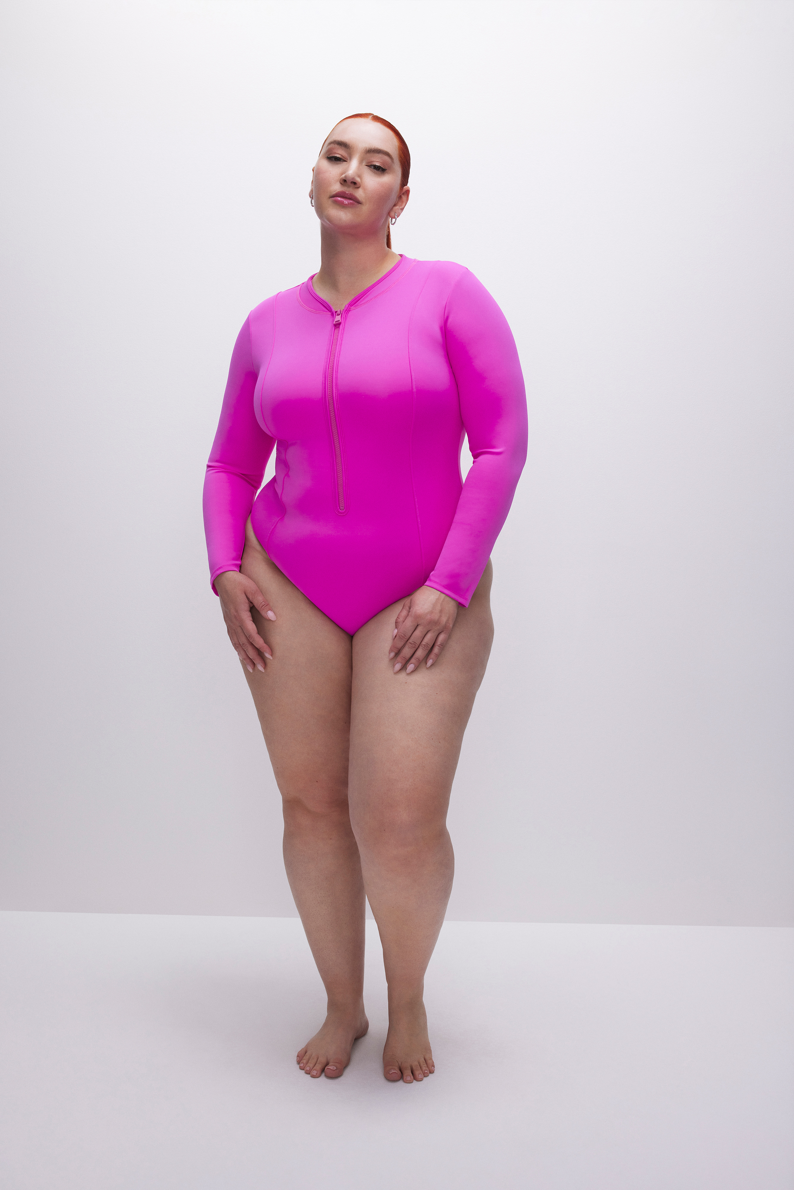Styled with COMPRESSION LONG SLEEVE SWIMSUIT | FUCHSIA PINK001