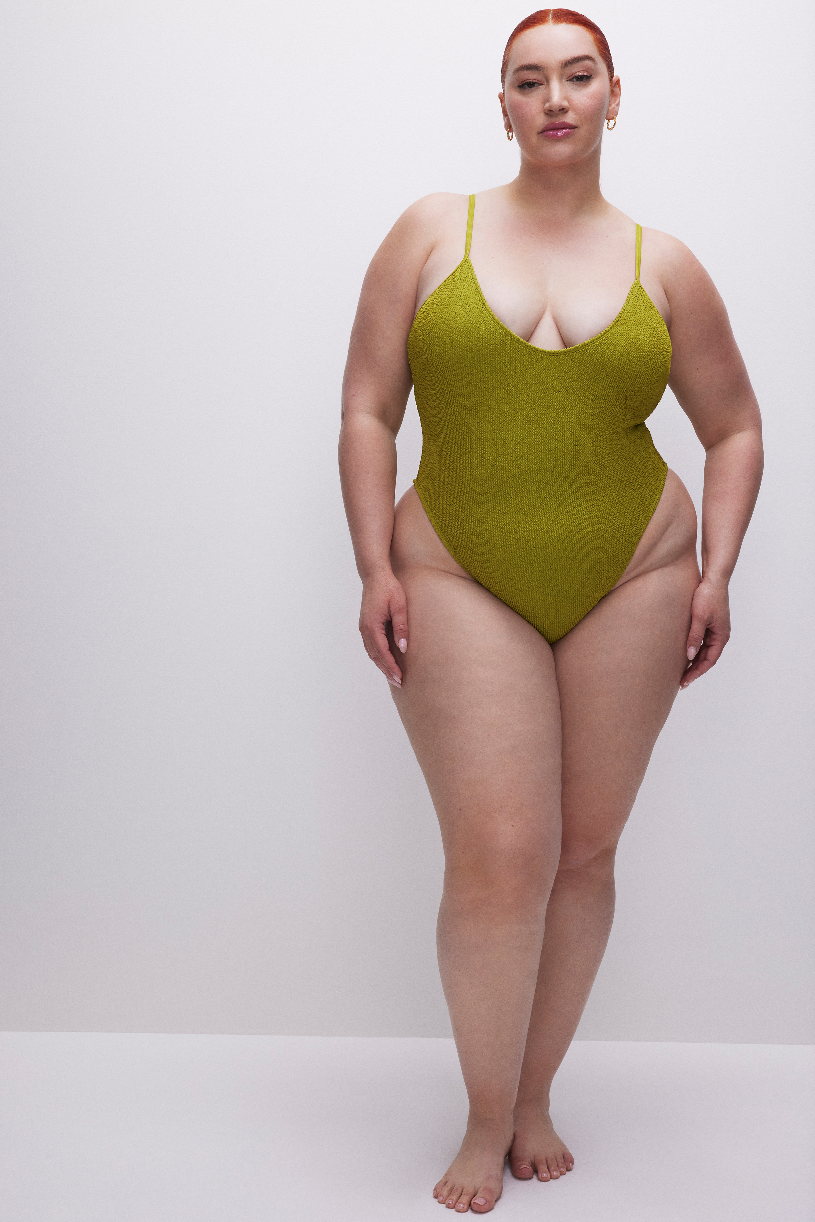 ALWAYS FITS ONE-PIECE SWIMSUIT in CHARTRUSSE001 styled with our LEG DAZE SARONG in BLACK001, GOOD BOY STRAIGHT JEANS in INDIGO462, or ALWAYS FITS PLISSÉ MAXI SKIRT in CHARTRUSSE001