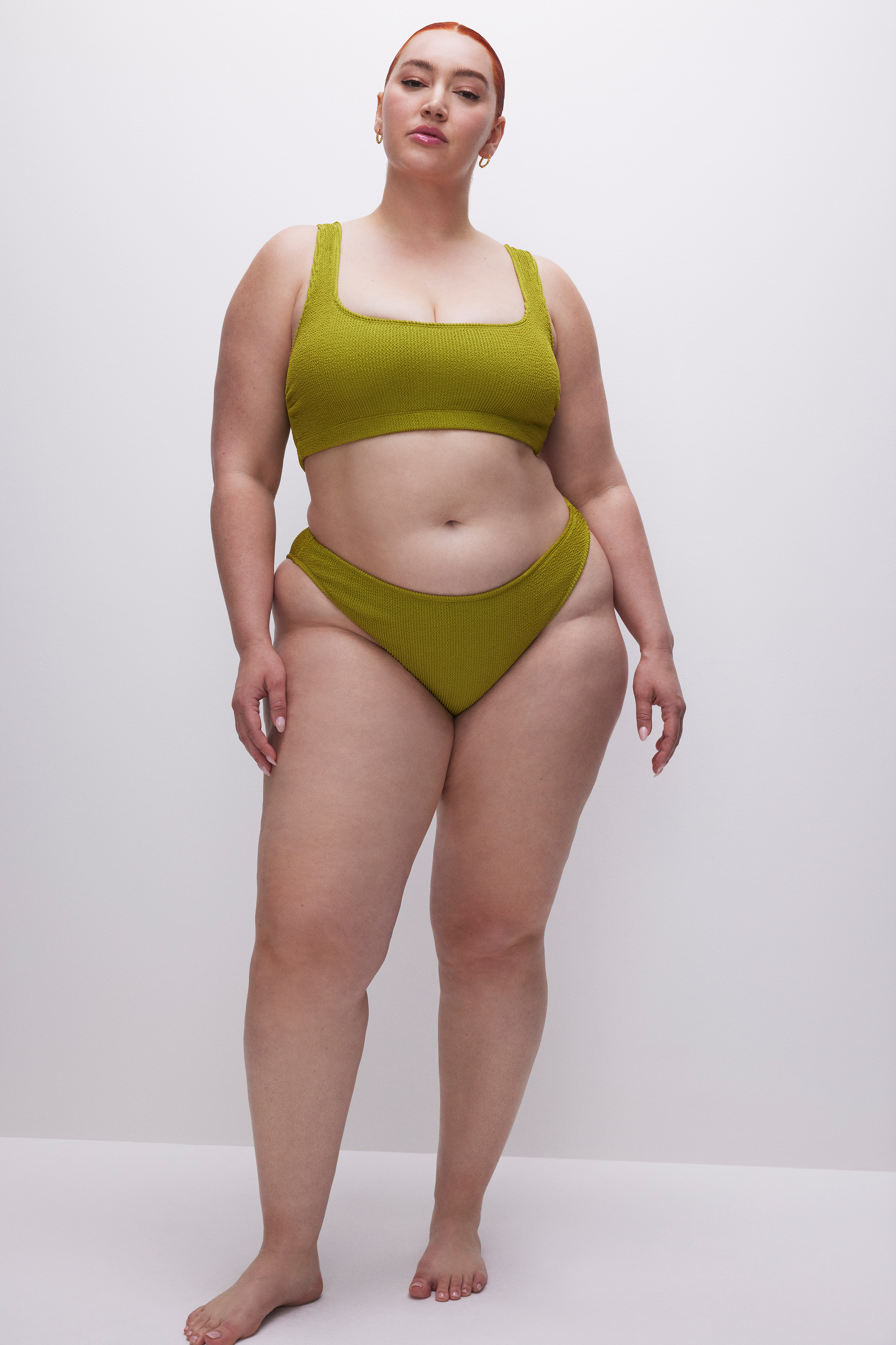 ALWAYS FITS SCOOP BIKINI TOP in CHARTRUSSE001 styled with our ALWAYS FITS BETTER BIKINI BOTTOM in CHARTRUSSE001, ALWAYS FITS CHEEKY BIKINI BOTTOM in CHARTRUSSE001, or ALWAYS FITS BOY SWIM SHORTS in CHARTRUSSE001