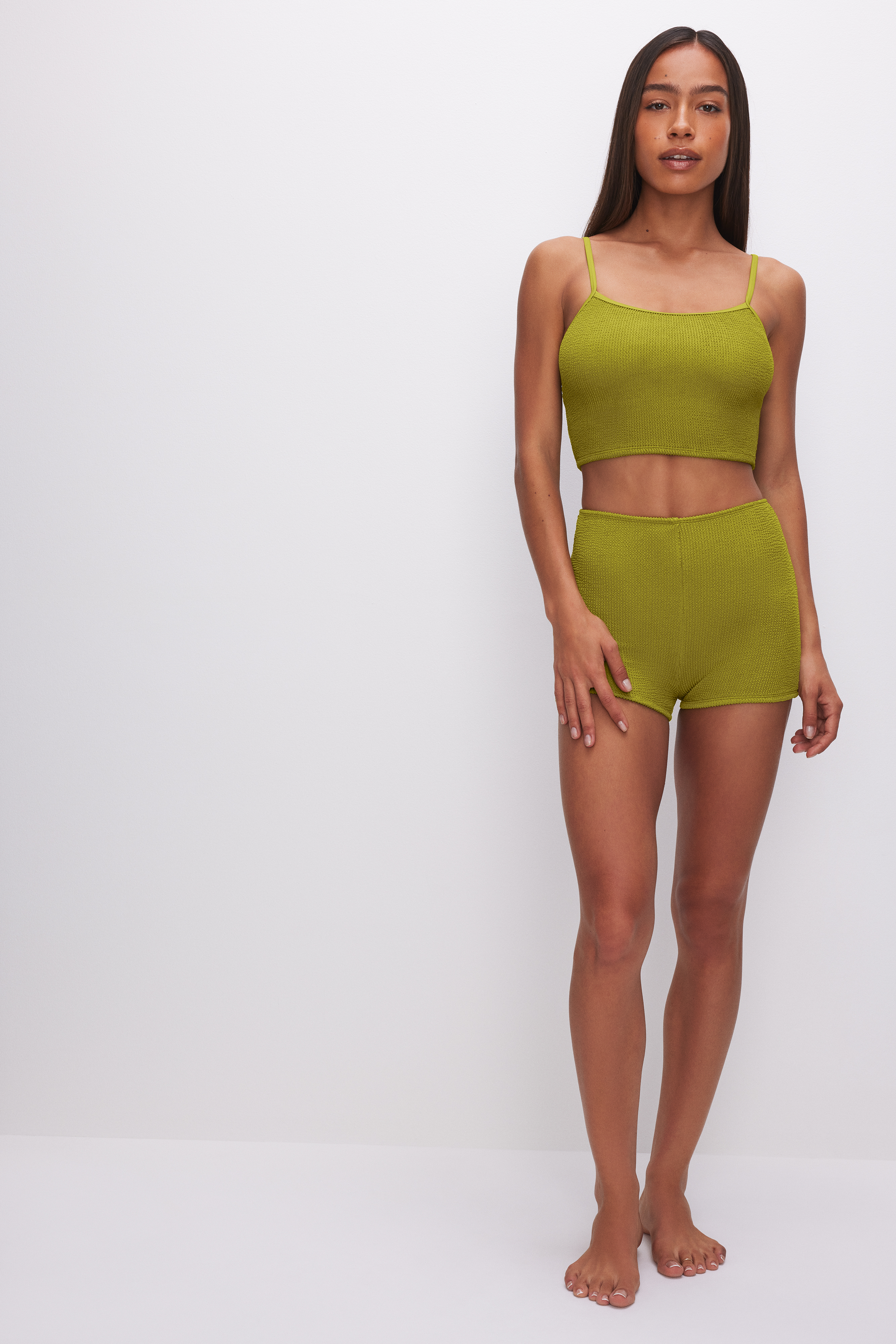 ALWAYS FITS CAMI in CHARTRUSSE001 styled with our ALWAYS FITS BOY SWIM SHORTS in CHARTRUSSE001, ALWAYS FITS BETTER BIKINI BOTTOM in CHARTRUSSE001, or ALWAYS FITS CHEEKY BIKINI BOTTOM in CHARTRUSSE001