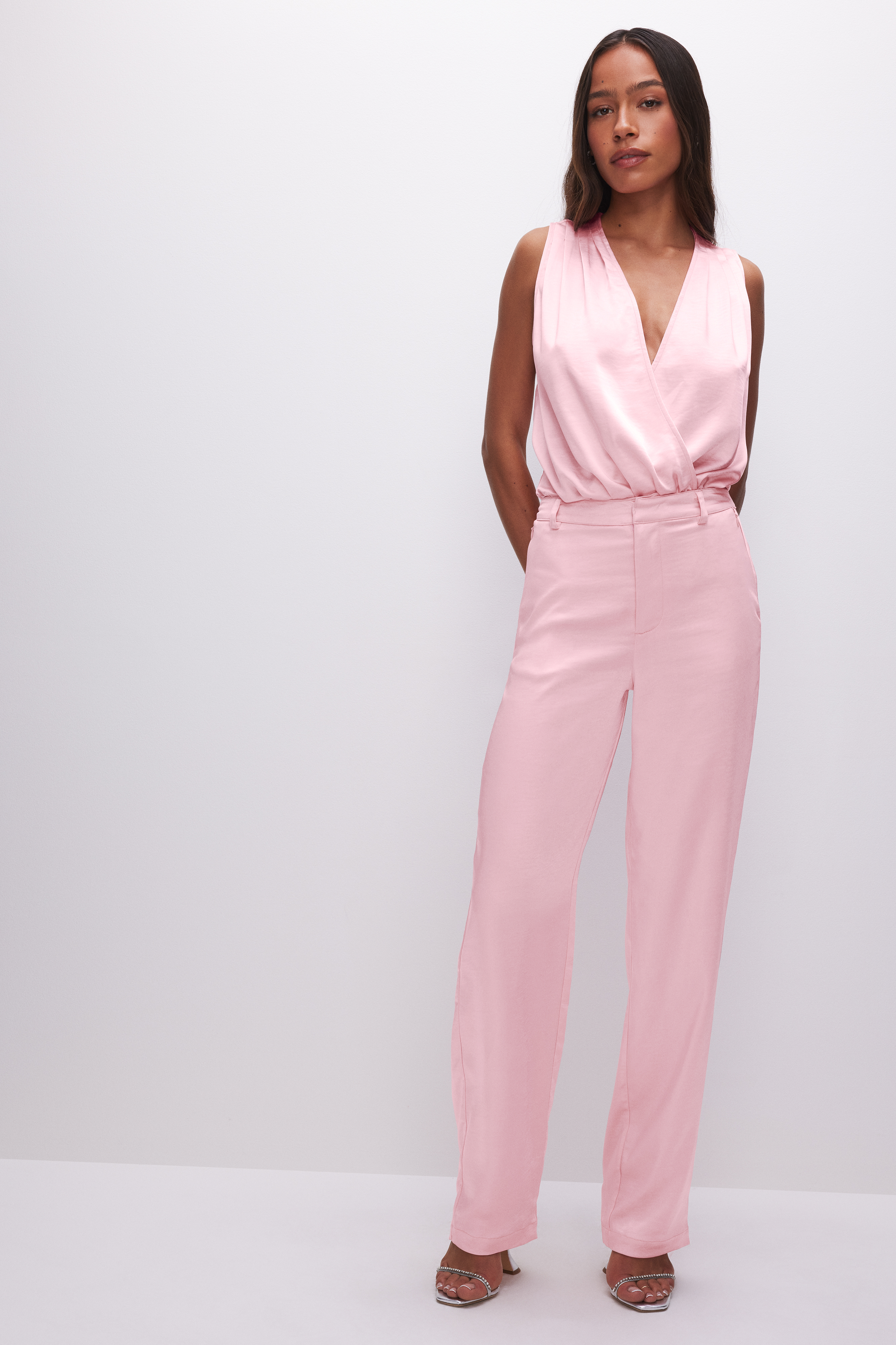Styled with SATIN TROUSERS | BUBBLE PINK003