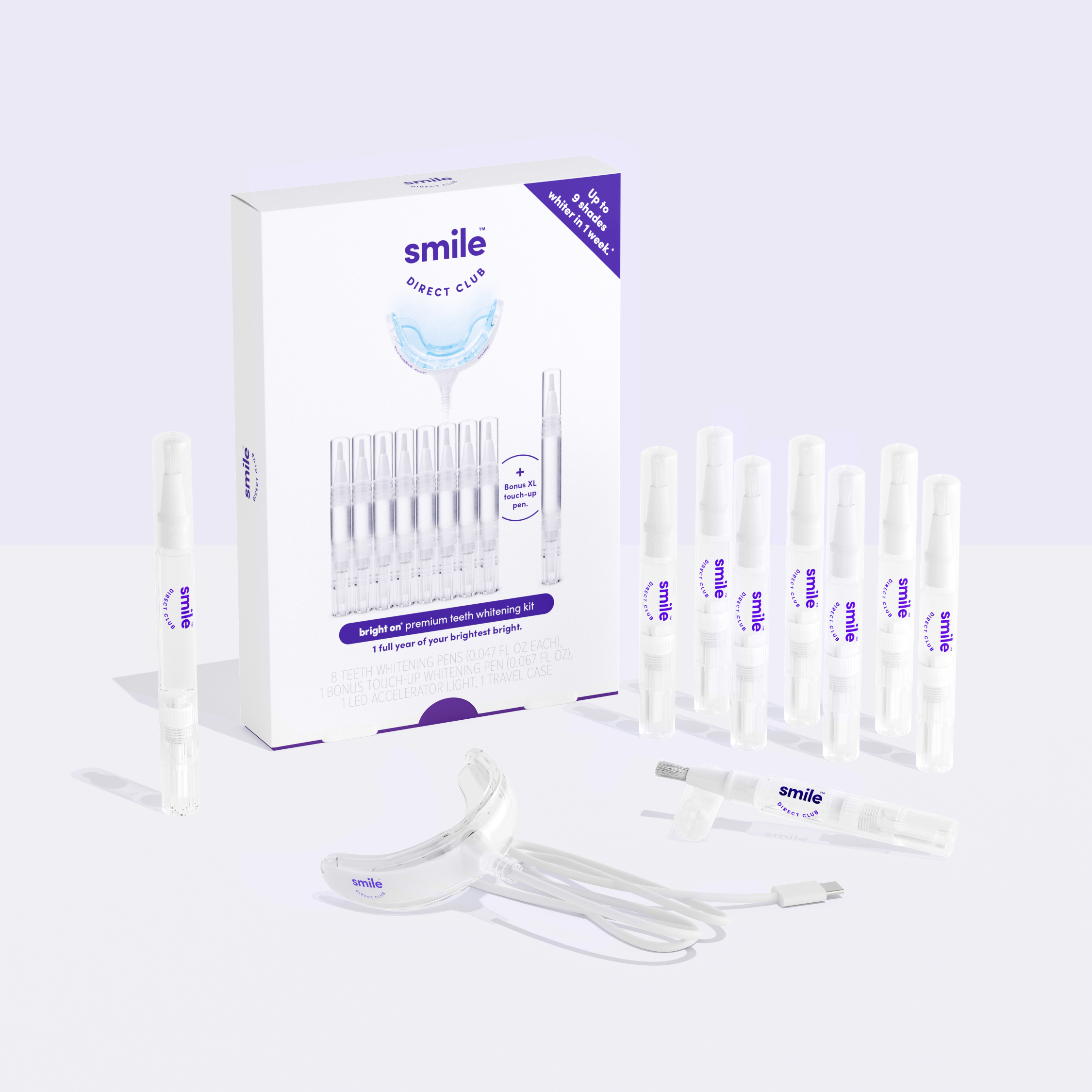 Premium Teeth Whitening Kit with LED Light + Bonus Pen (2 treatments)