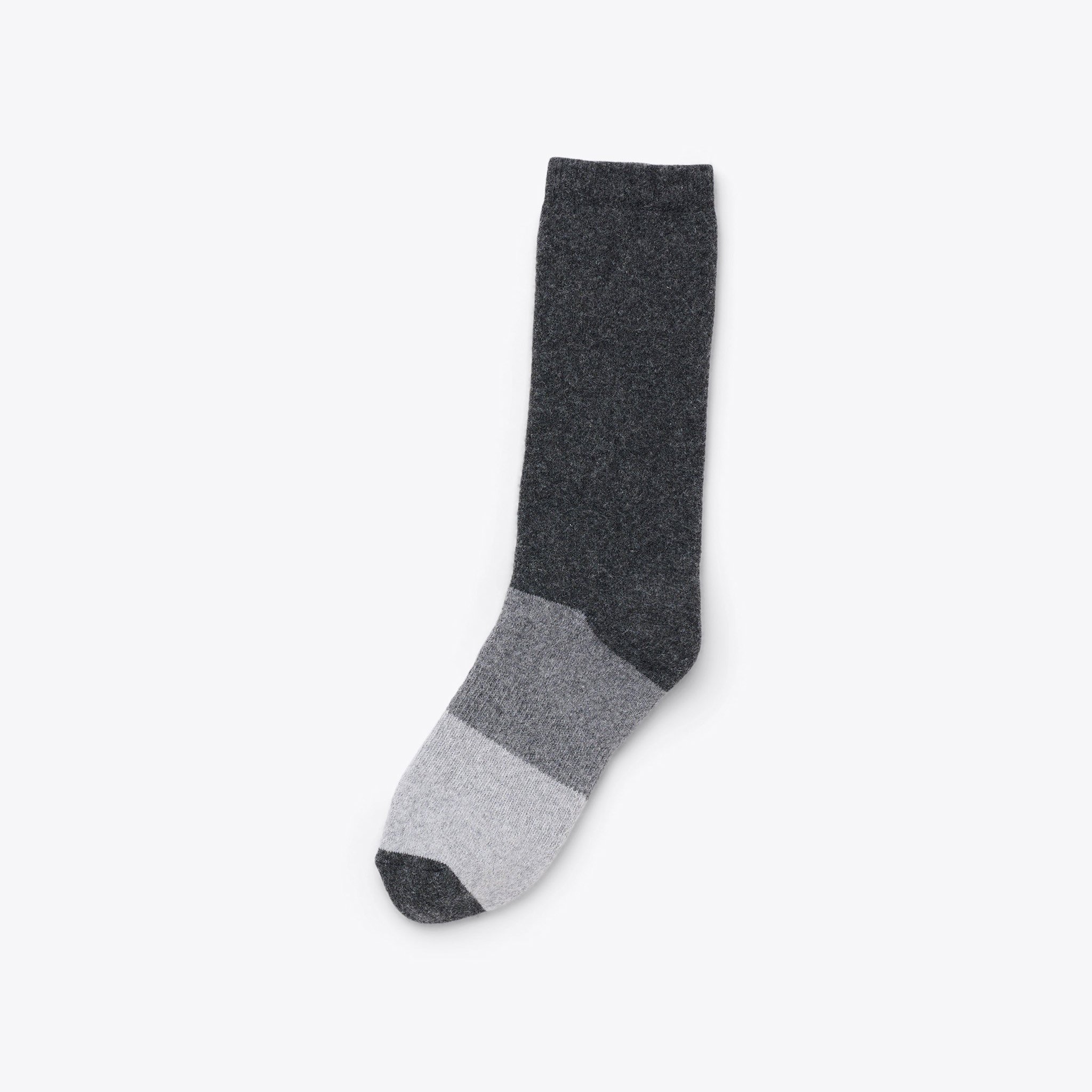 Nisolo Wool Cushion Crew Hiker Sock Charcoal Colorblock