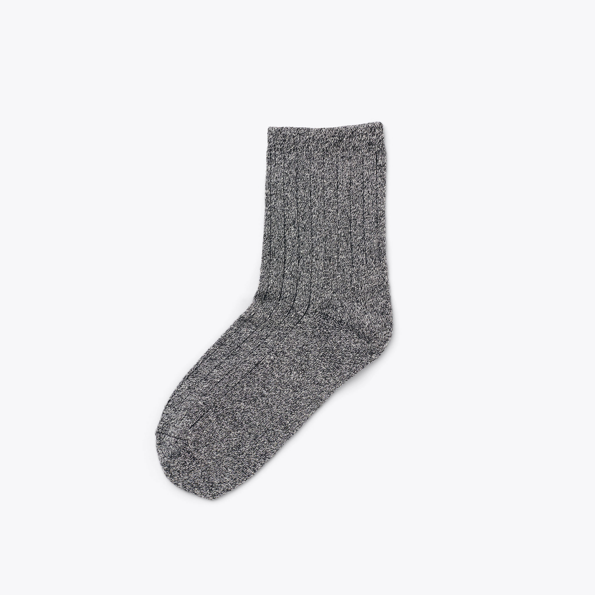 Cotton Mid Sock Heather Black Marl — Nisolo