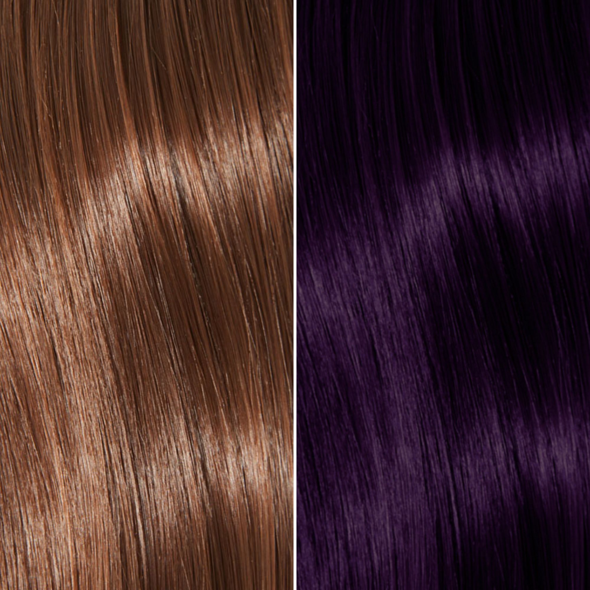 Do I need to remove a dark brown prior to dyeing or can I dye right over  the brown & achieve an eggplant type purple?