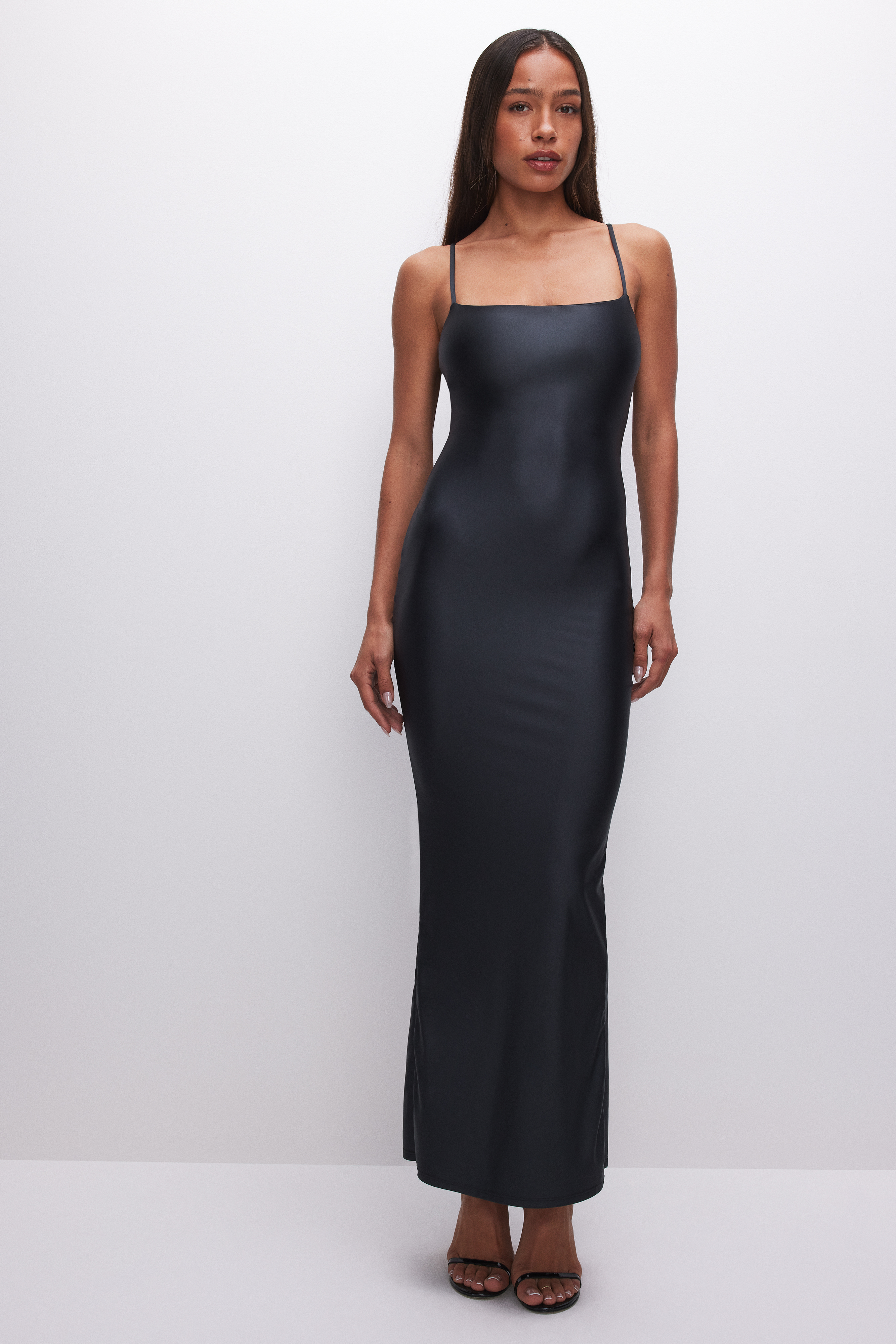 Styled with SATIN MAXI DRESS | BLACK001