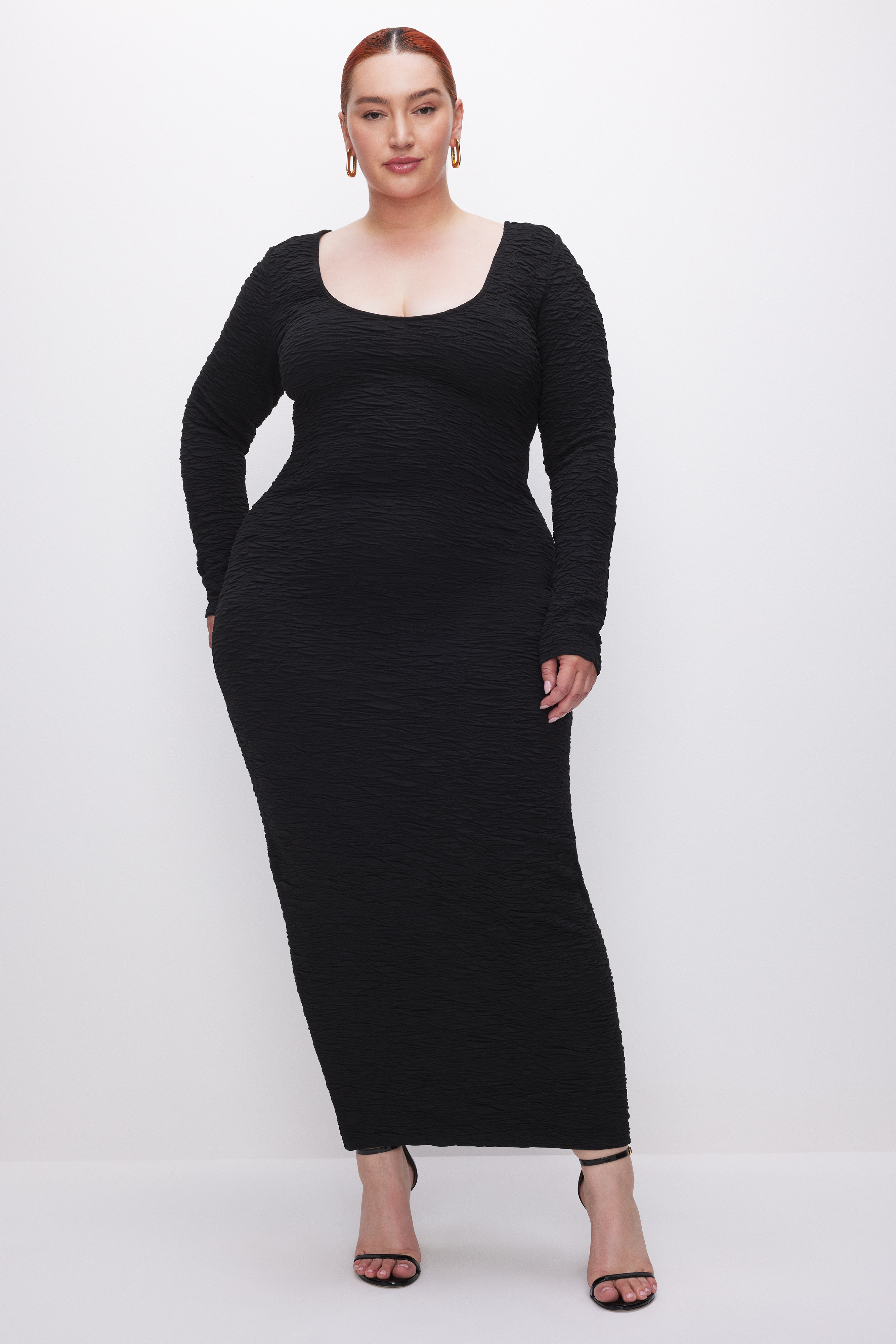 Styled with SCRUNCHIE MAXI DRESS | BLACK001