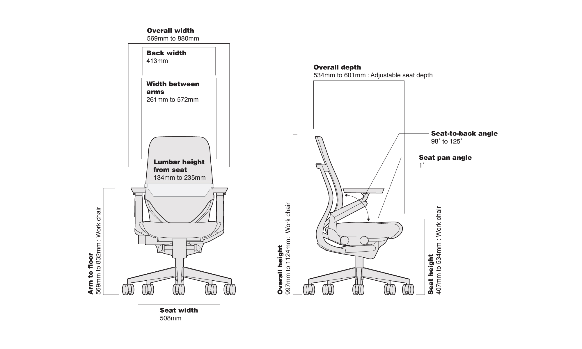 Steelcase Steelcase Gesture Office Chair - シェルバック、ダークon