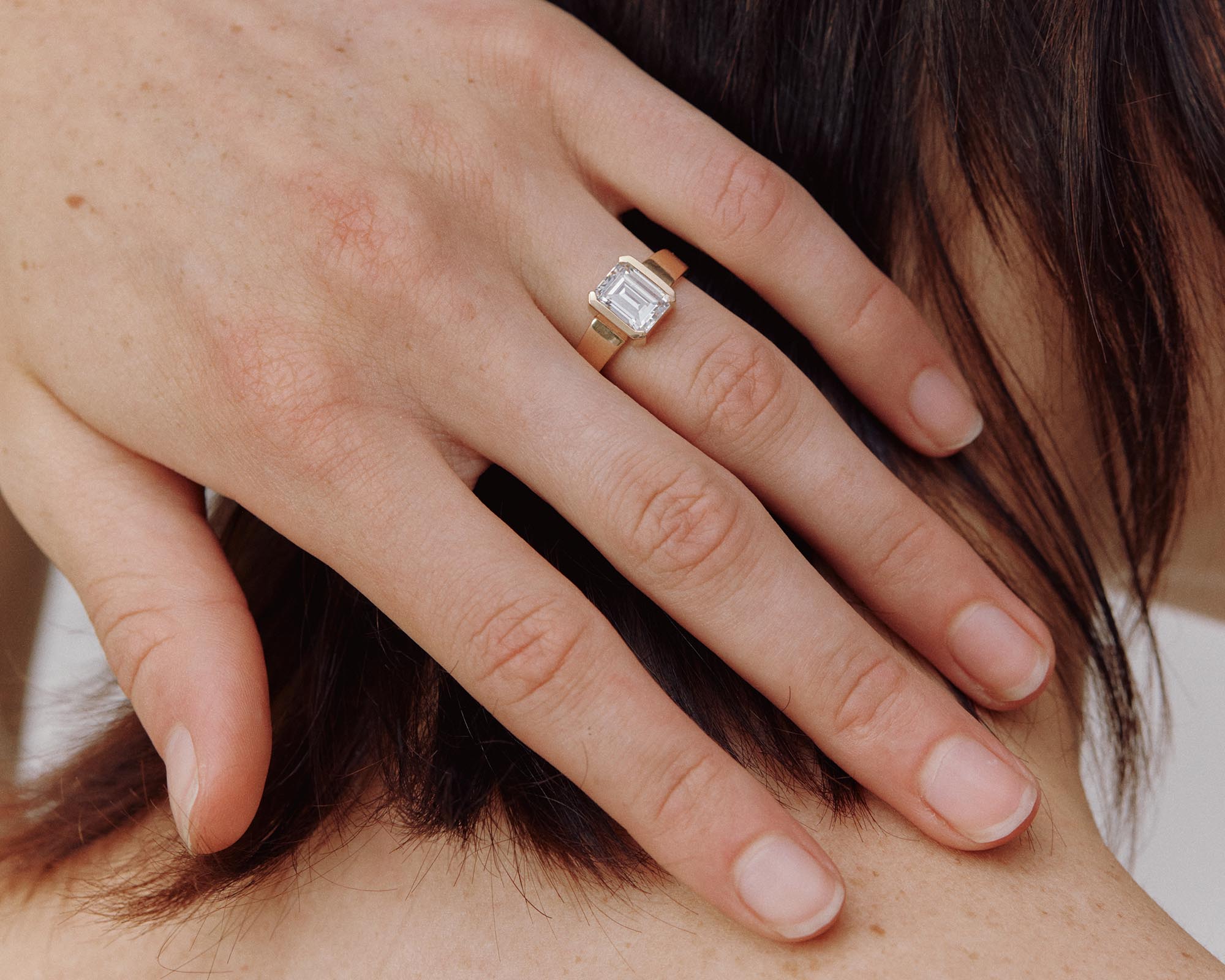 Half bezel diamond ring Clearance