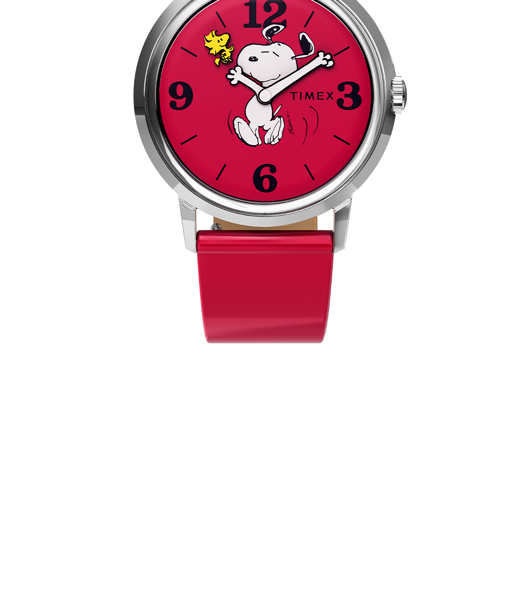 Marlin® Hand-Wound x Peanuts Snoopy Dancing Reissue 34mm Leather Strap Watch