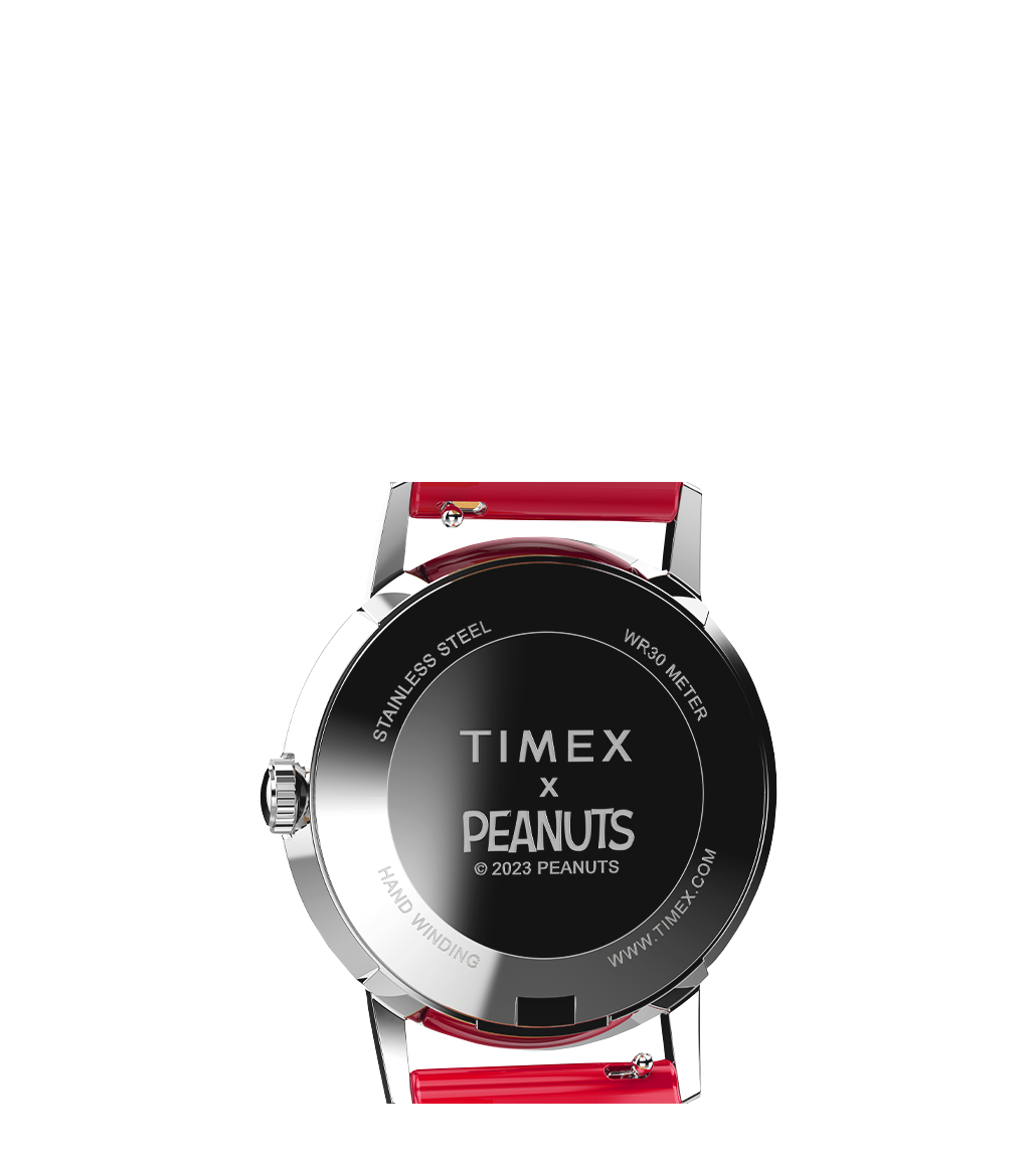 Marlin Hand Wound x Peanuts Snoopy Dancing Reissue 34mm Leather Strap Watch