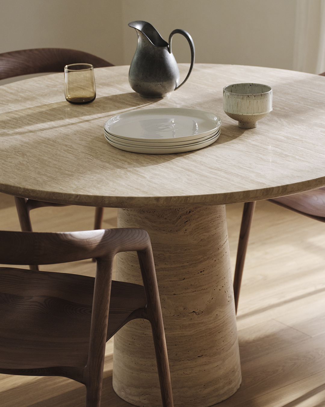 Travertine Kora Round Dining Table