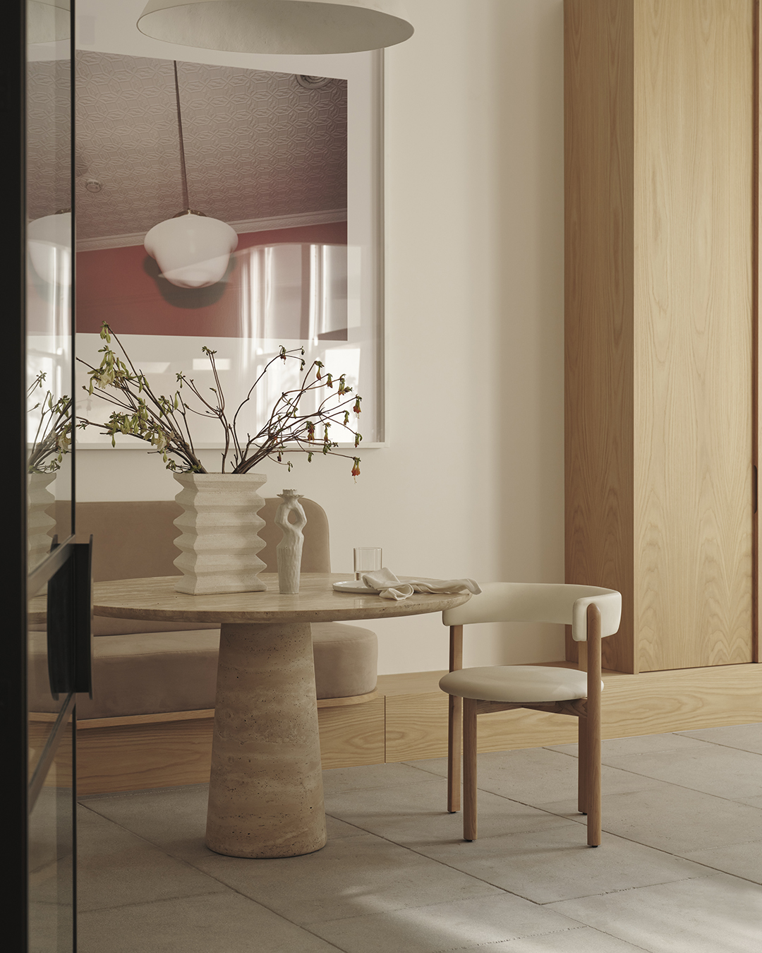 Travertine Kora Round Dining Table