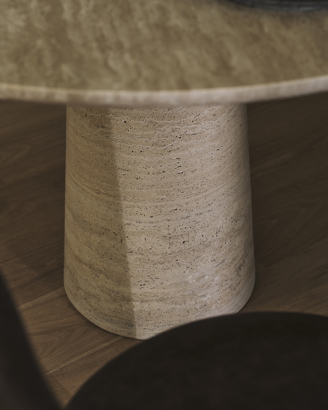 Travertine Kora Round Dining Table