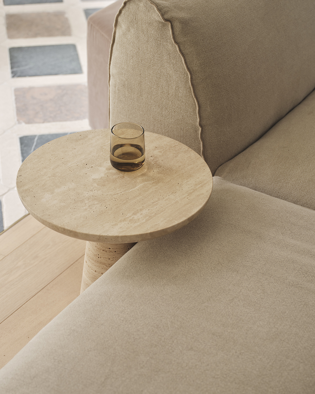 Travertine Kora Side Table