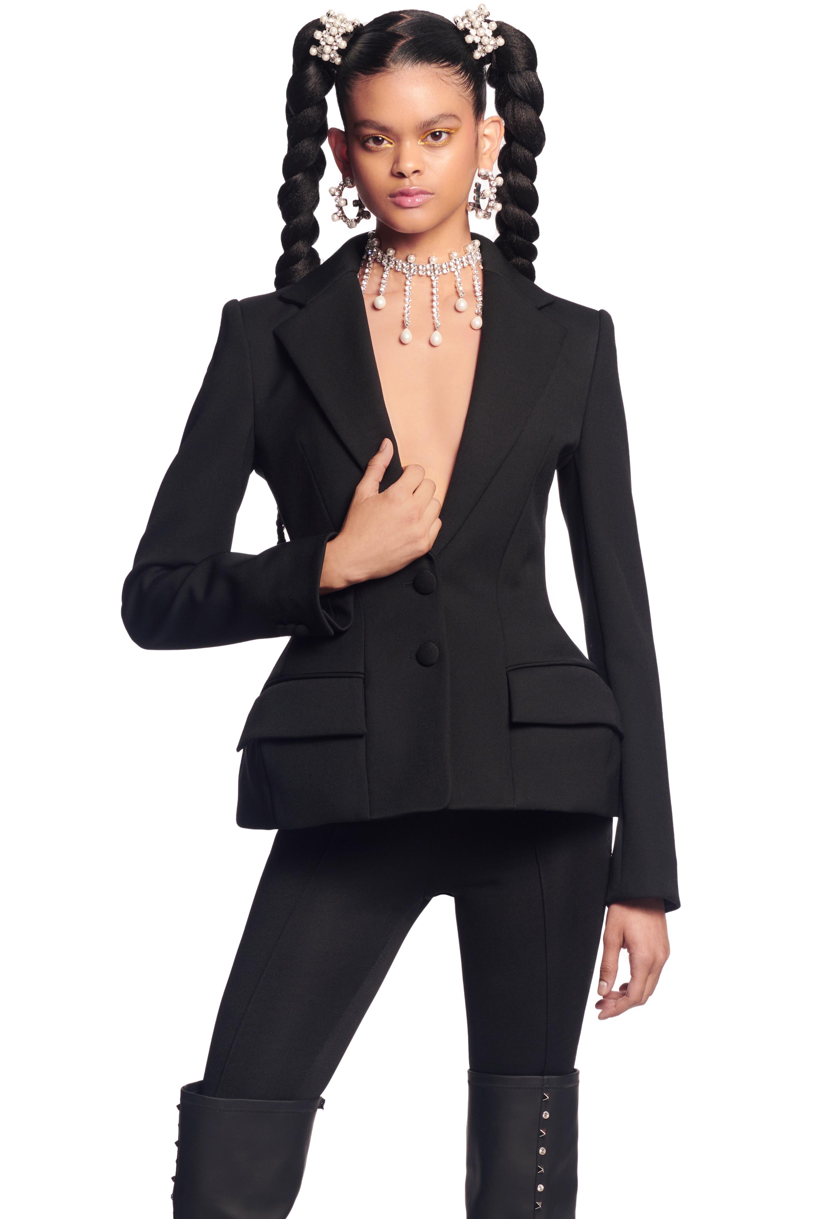 Hourglass Blazer With Laced Back
