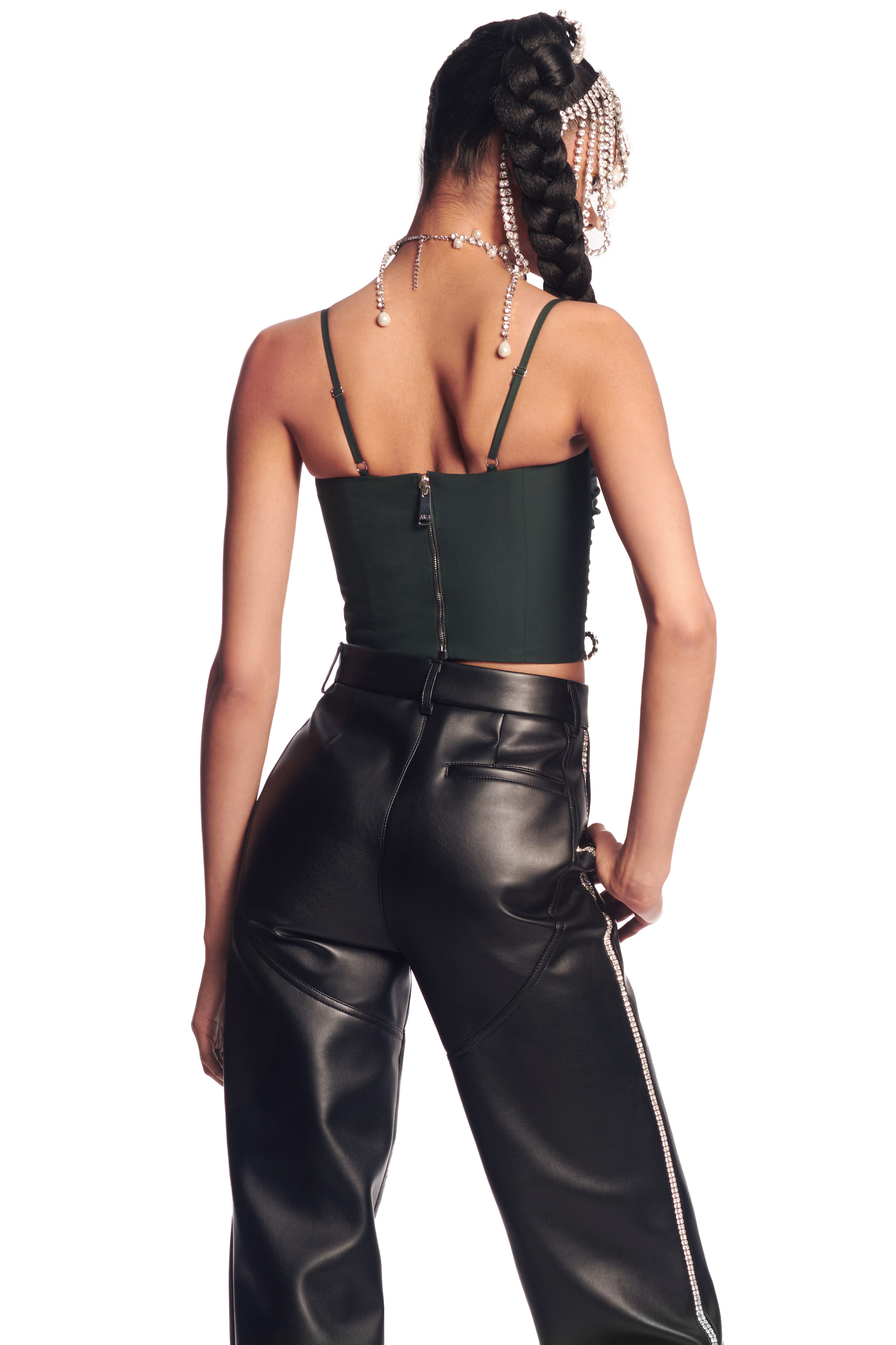 Crystal Bow Ruched Crop Top