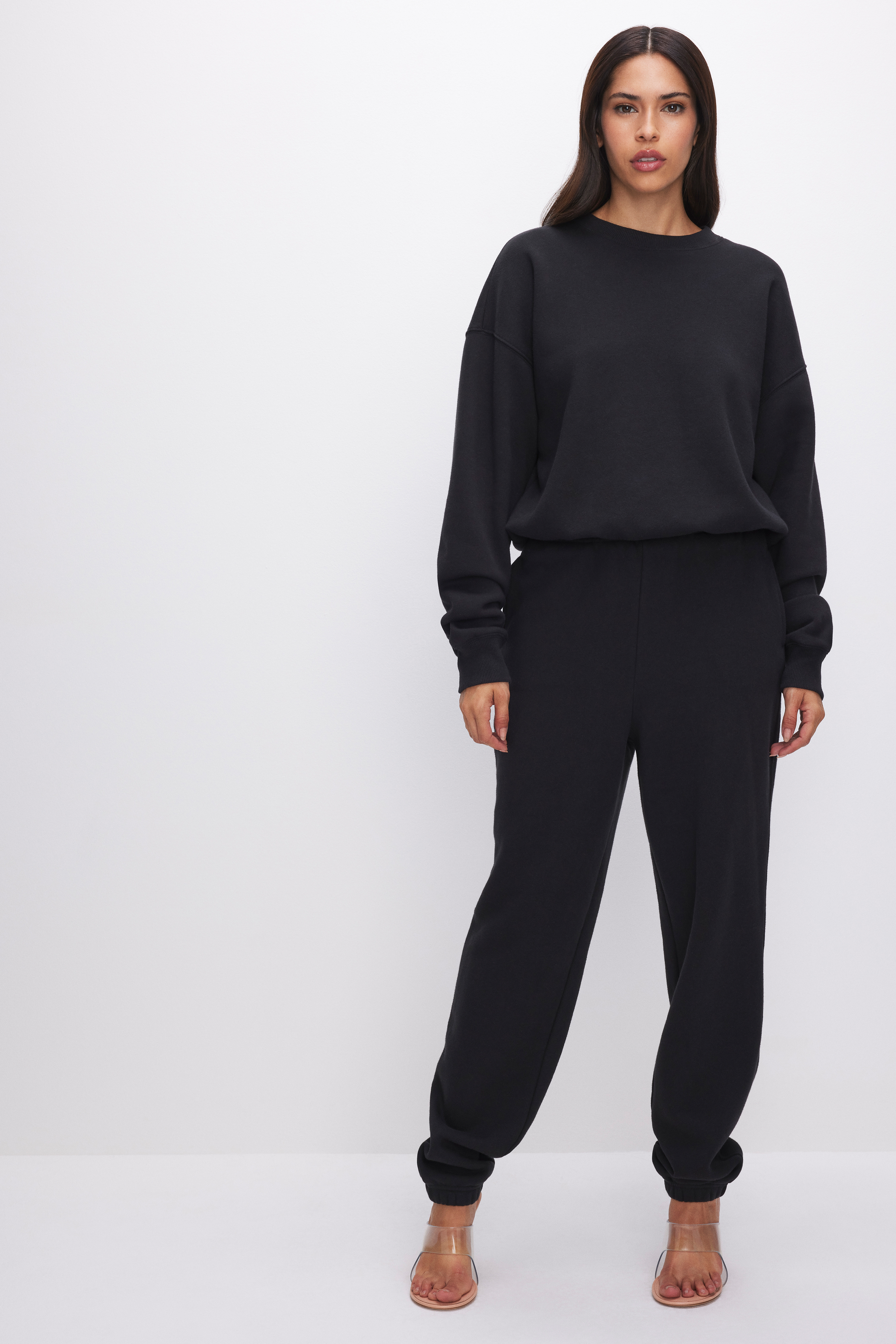 Styled with BRUSHED FLEECE SWEATPANT | BLACK001