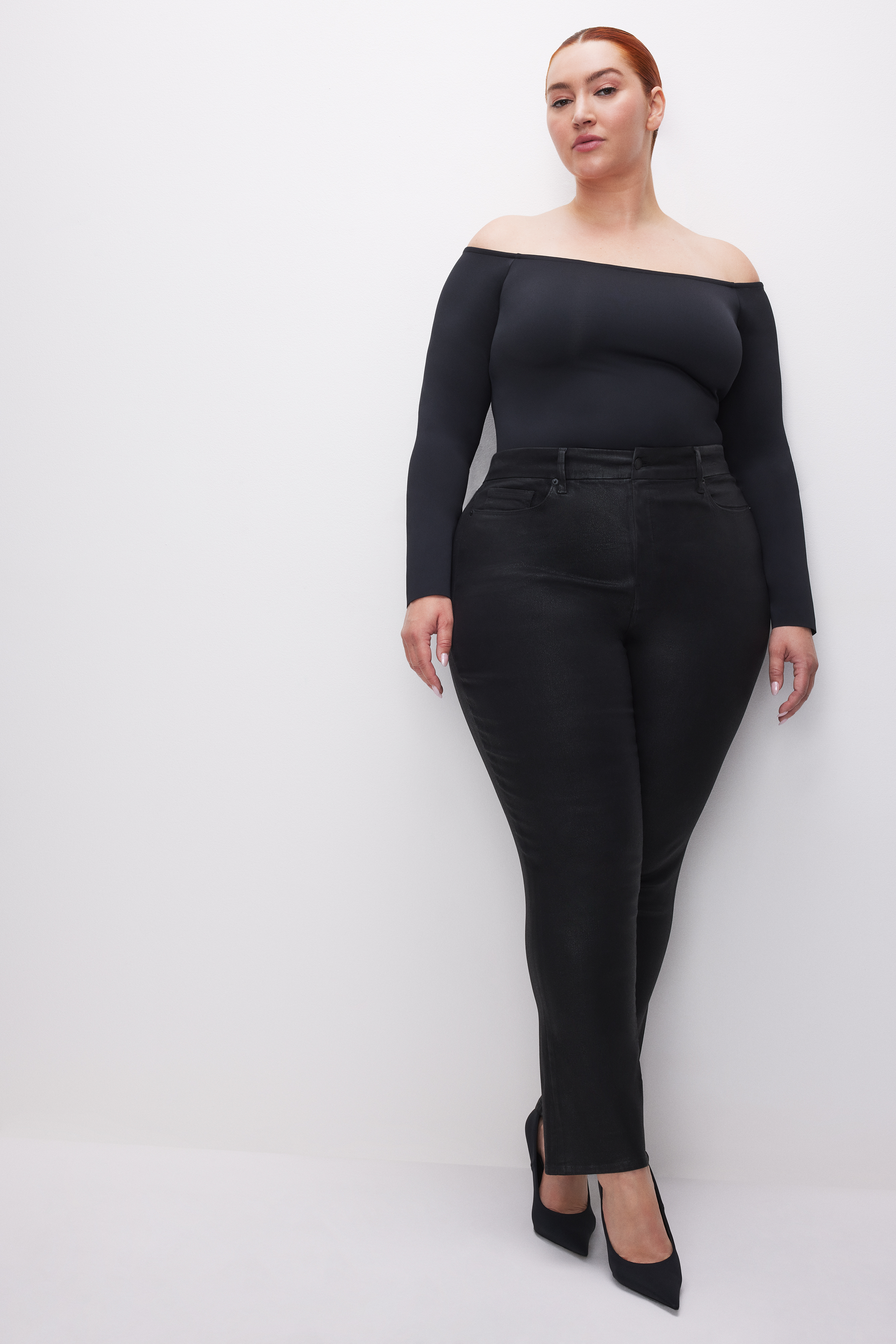 Styled with GOOD LEGS COATED STRAIGHT JEANS | BLACK001