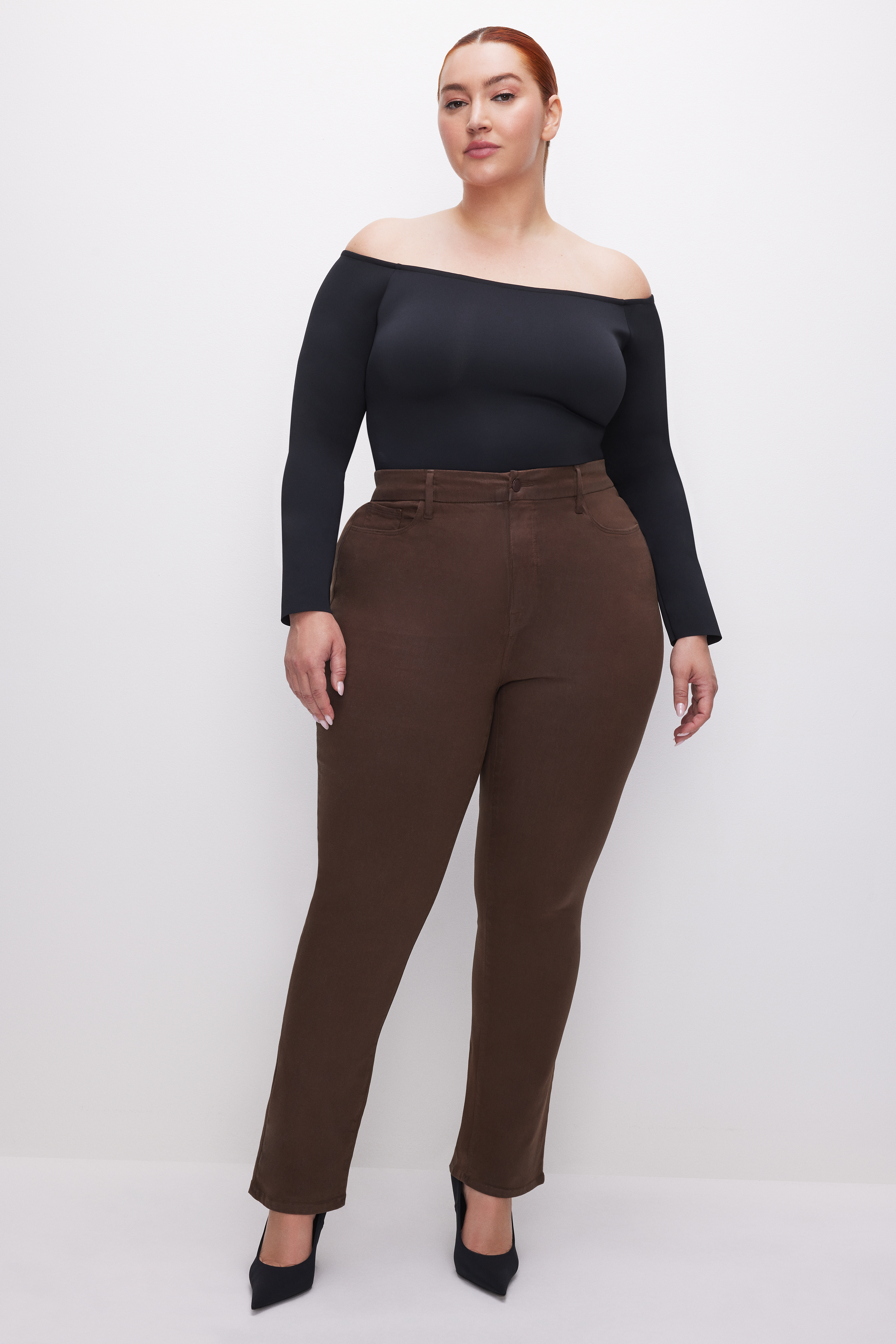 Styled with GOOD LEGS COATED STRAIGHT JEANS | LIGHT MOCHA004