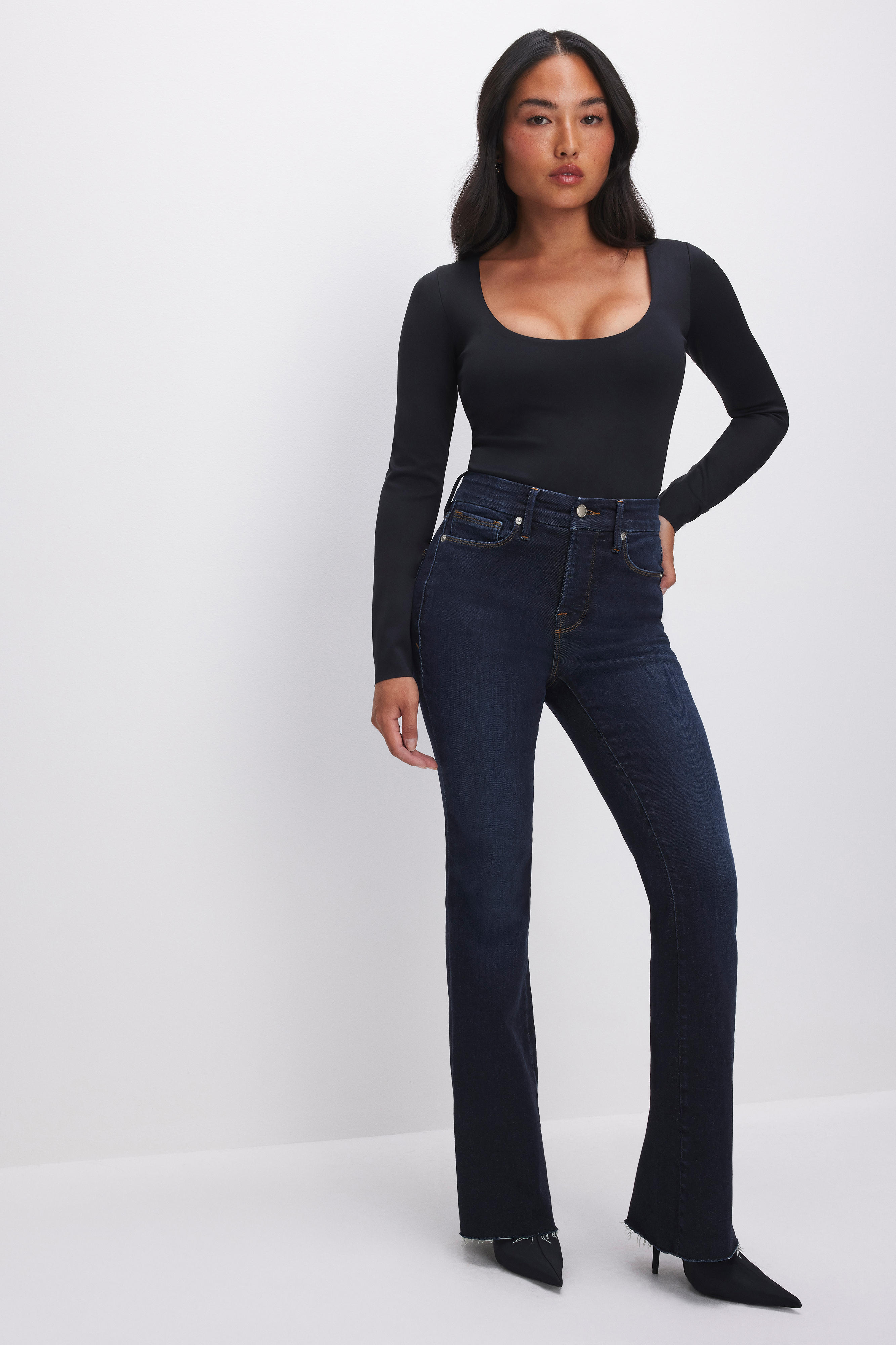 Styled with SOFT-TECH GOOD PETITE BOOTCUT JEANS | INDIGO557