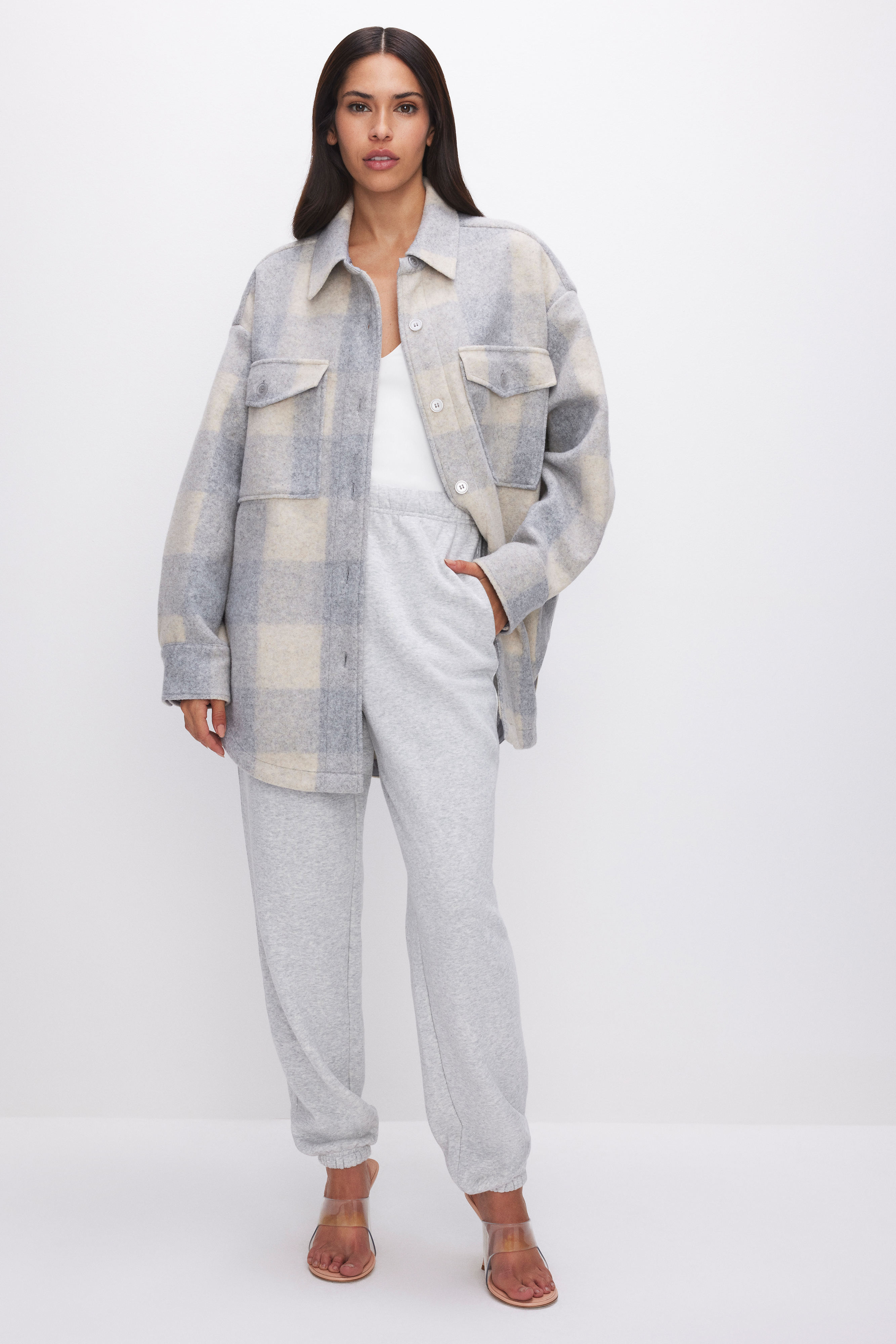 Styled with FELTED SHACKET | HEATHER GREY PLAID001