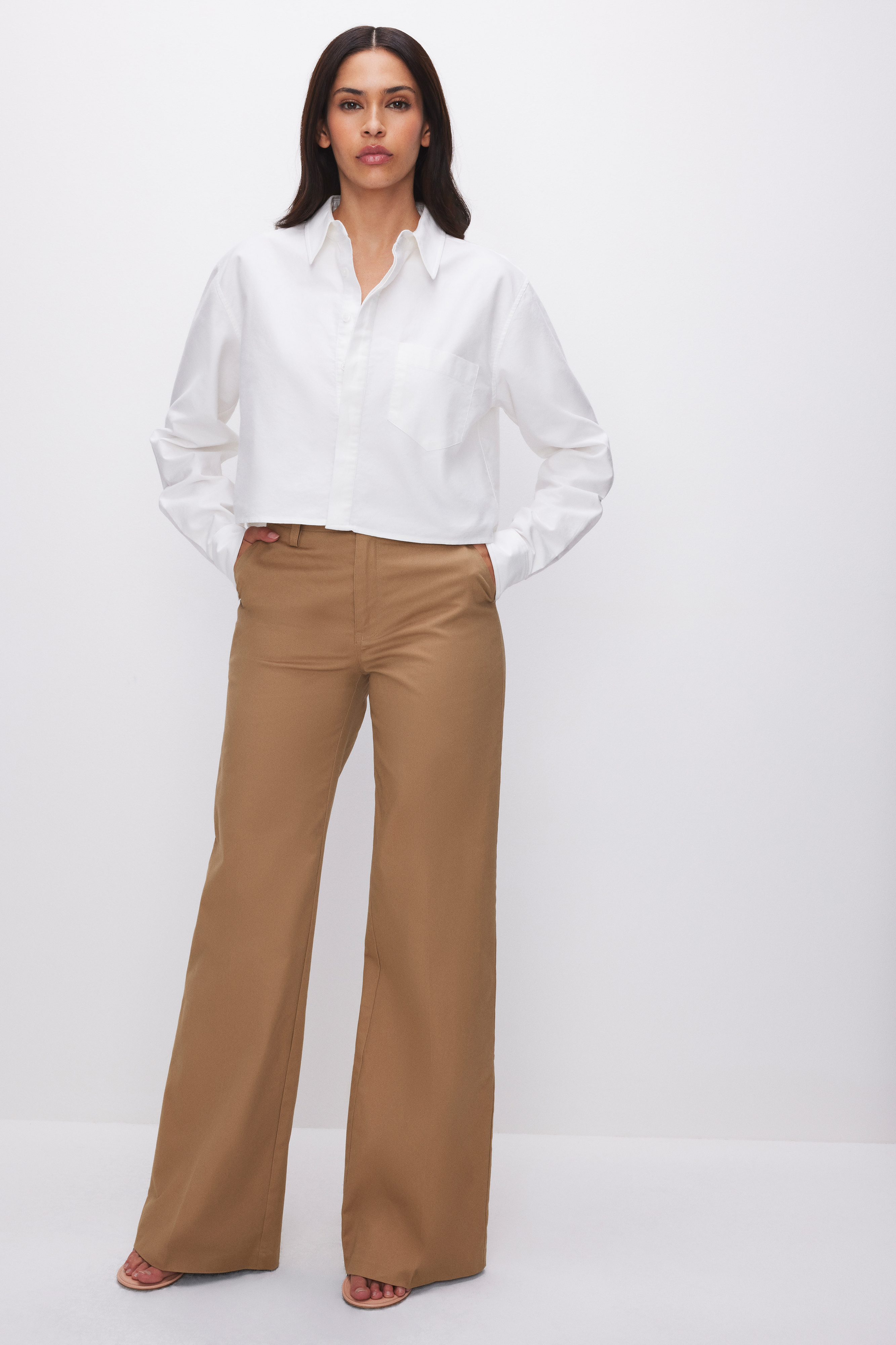 Styled with COTTON CROPPED SHIRT | WHITE001