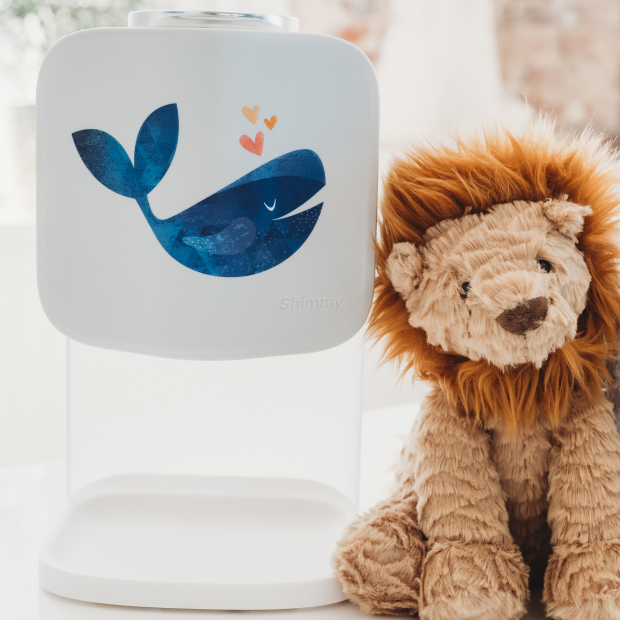 Shimmy Touchless Hand Sanitizer Dispenser featuring the Whale Faceplate