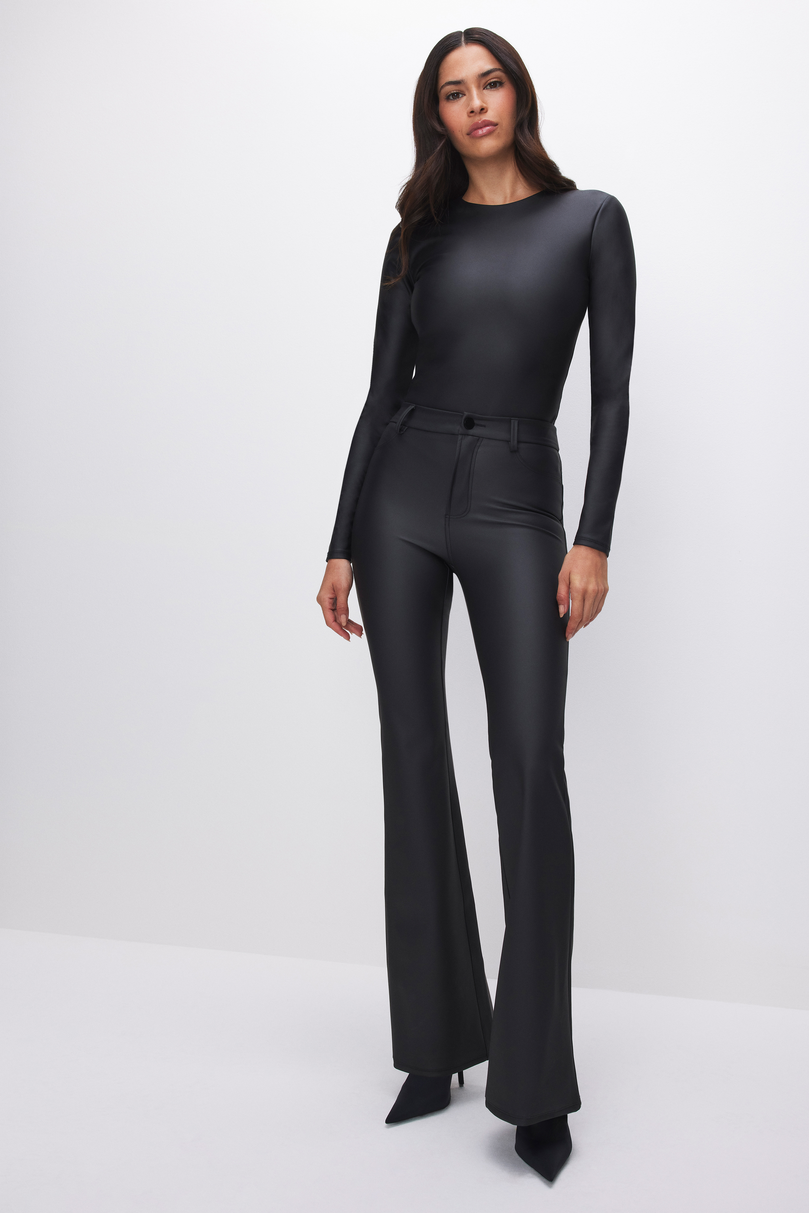 Styled with MATTE FAUX LEATHER BODYSUIT | BLACK001