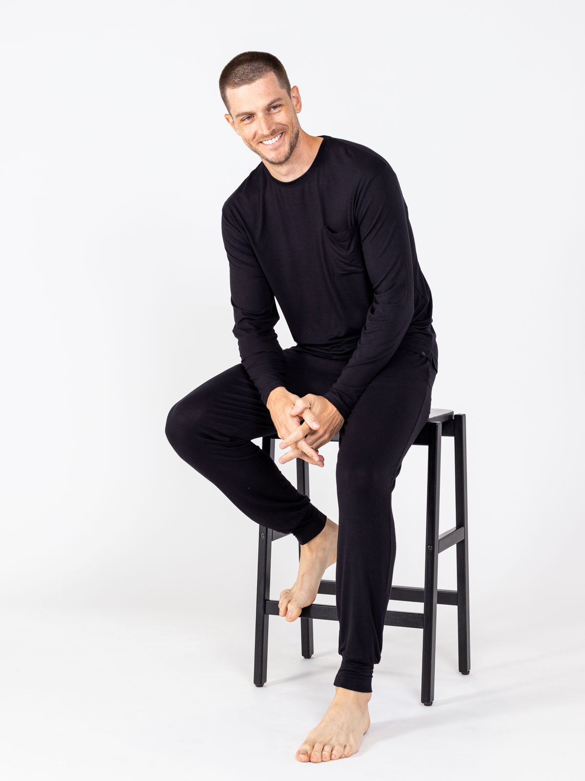 bamboo silk long sleeve sleep shirt mens