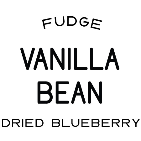 fudge, vanilla bean, dried blueberry