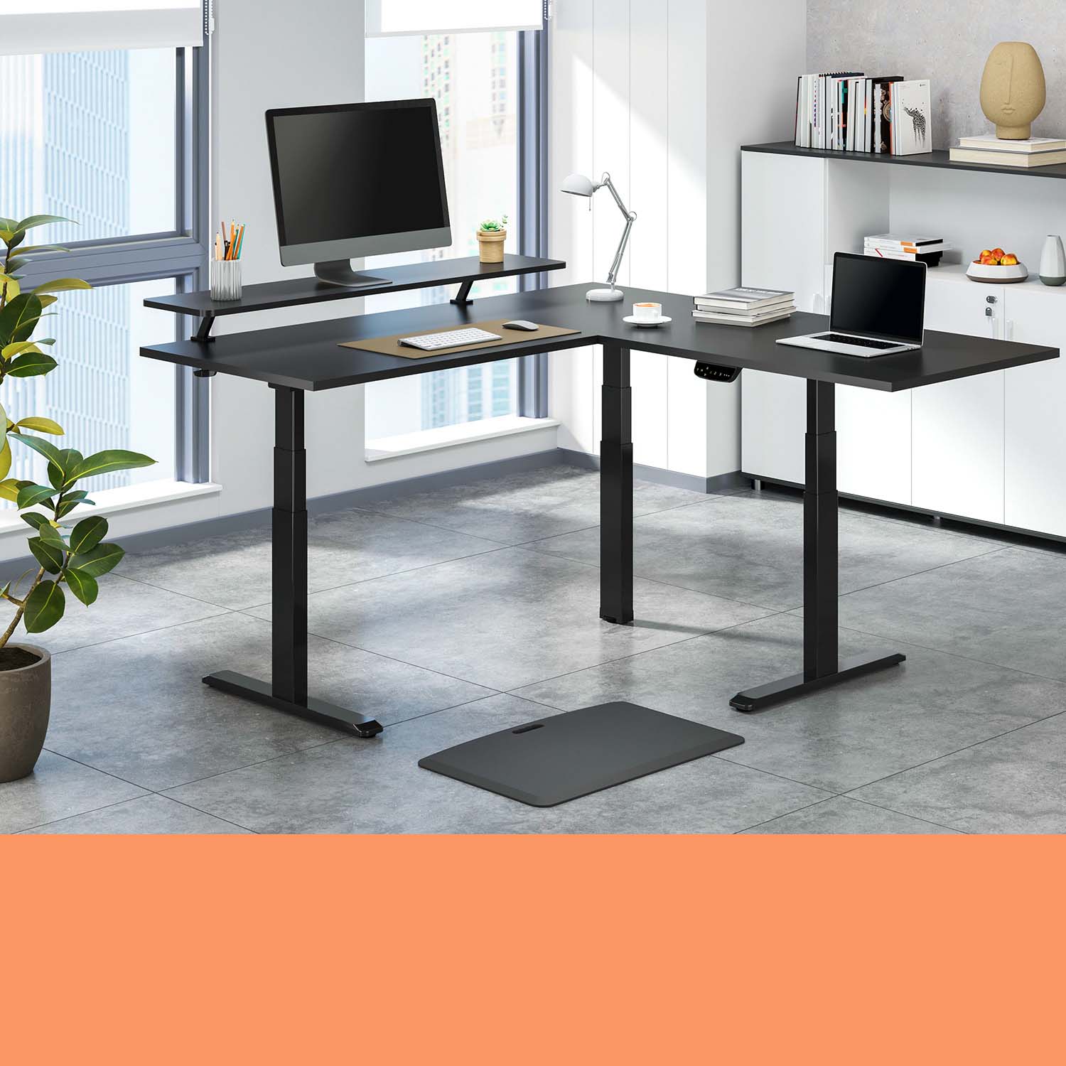 L Shaped Standing Desk ergonomic Adjustable Height Corner electric Sit  Stand Desk – UncagedErgonomics