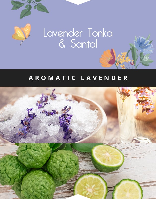 Collage for Lavender Tonka & Santal 2-wick 17oz Jar Candle