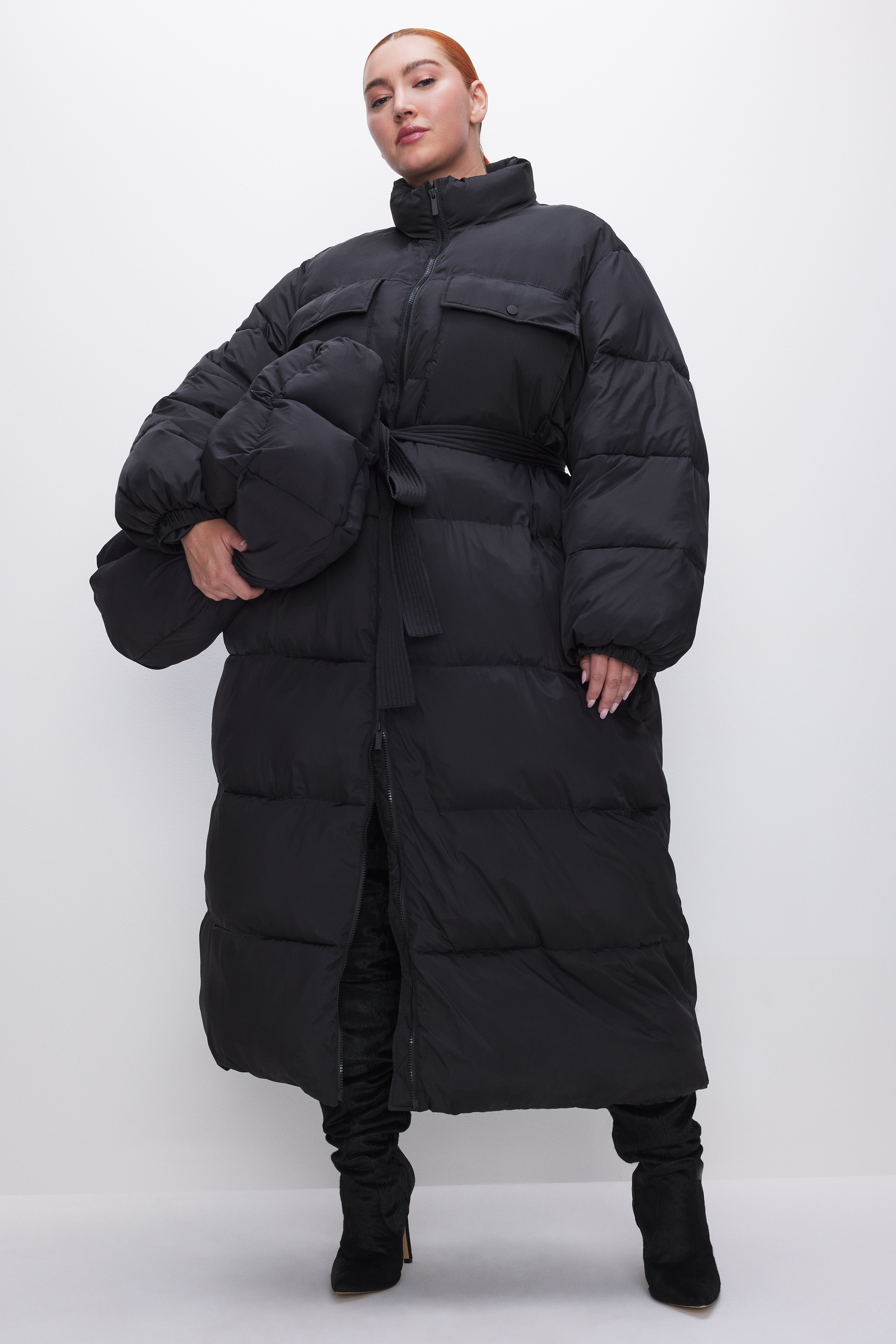 Styled with BELTED PUFFER COAT | BLACK001