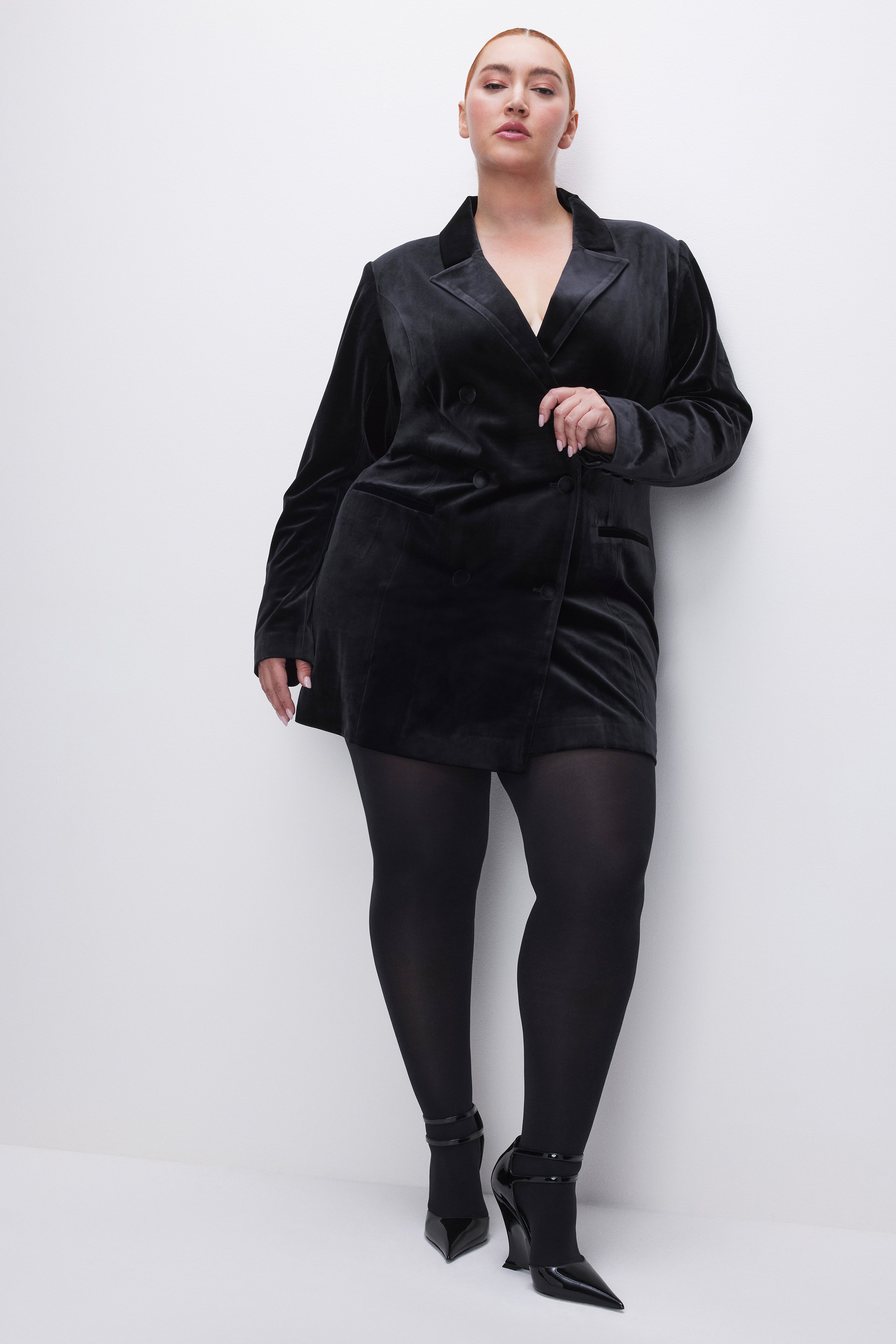 Styled with VELVET BLAZER MINI DRESS | BLACK001