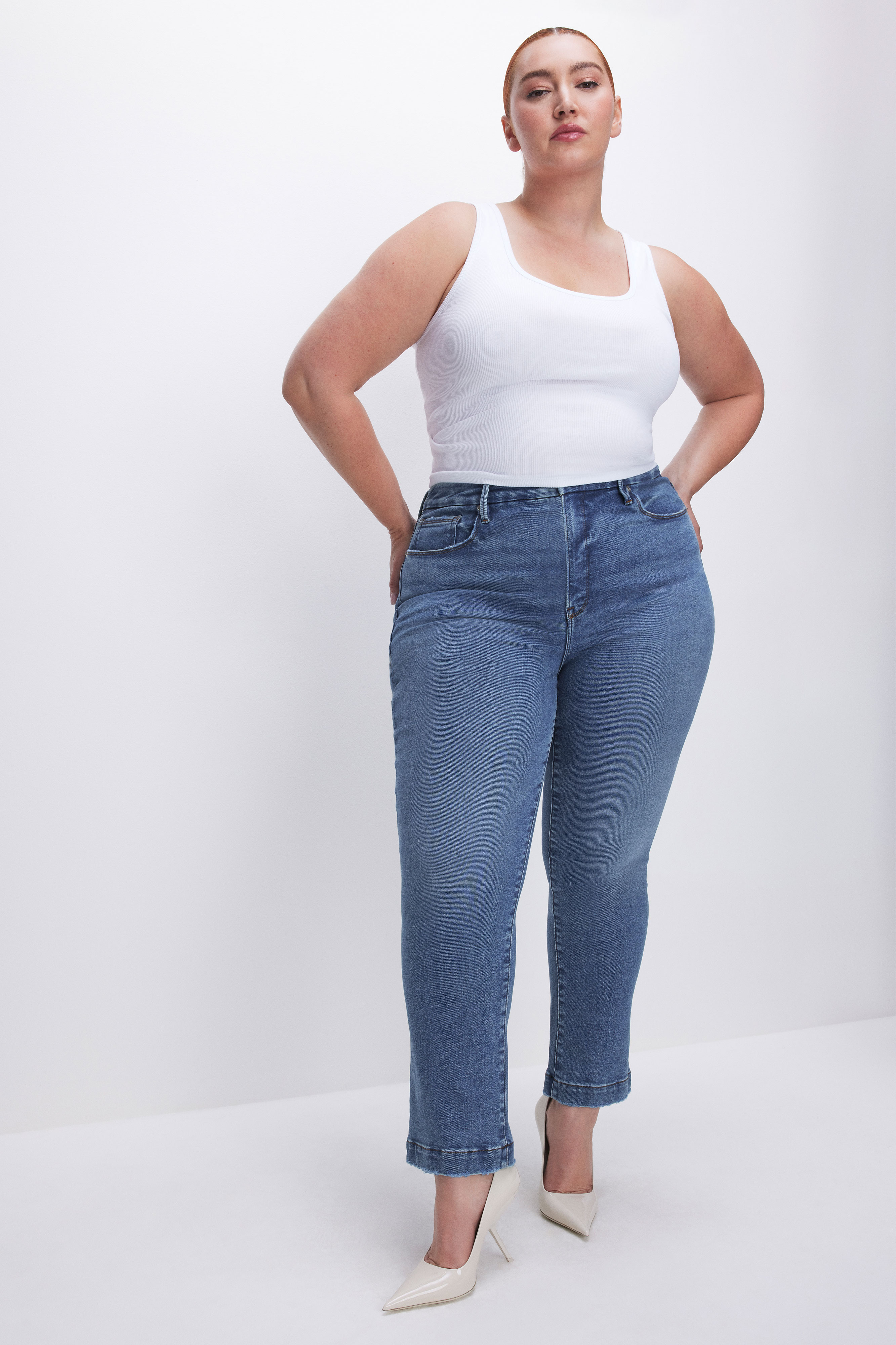 Styled with GOOD LEGS STRAIGHT LIGHT COMPRESSION JEANS | INDIGO569