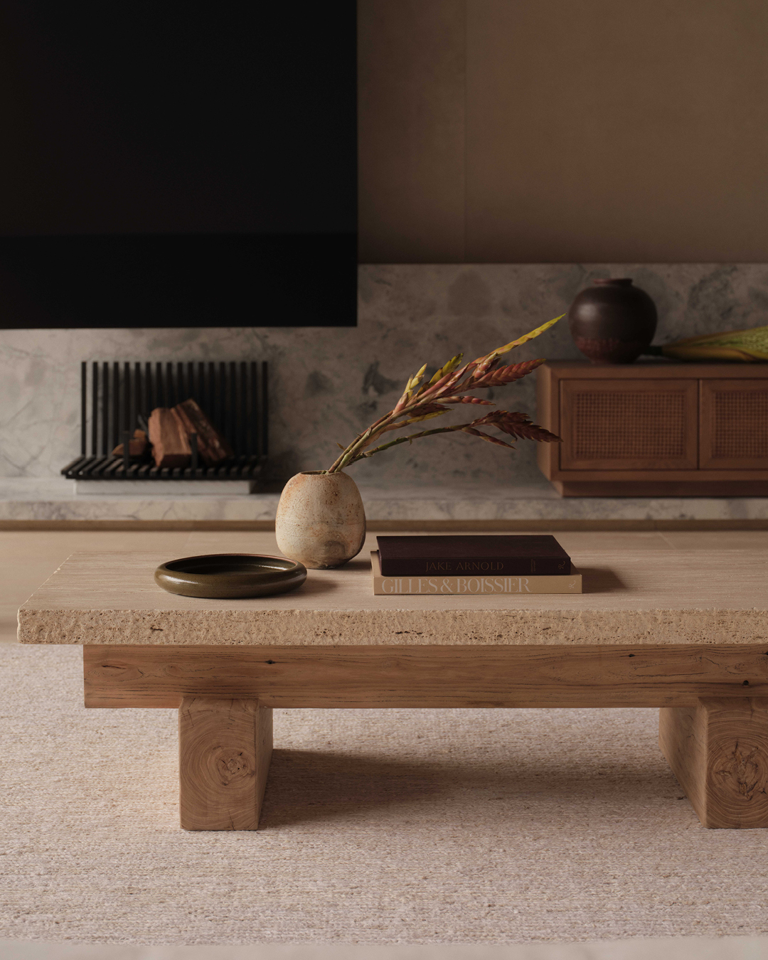 Travertine Rocco Rectangle Coffee Table