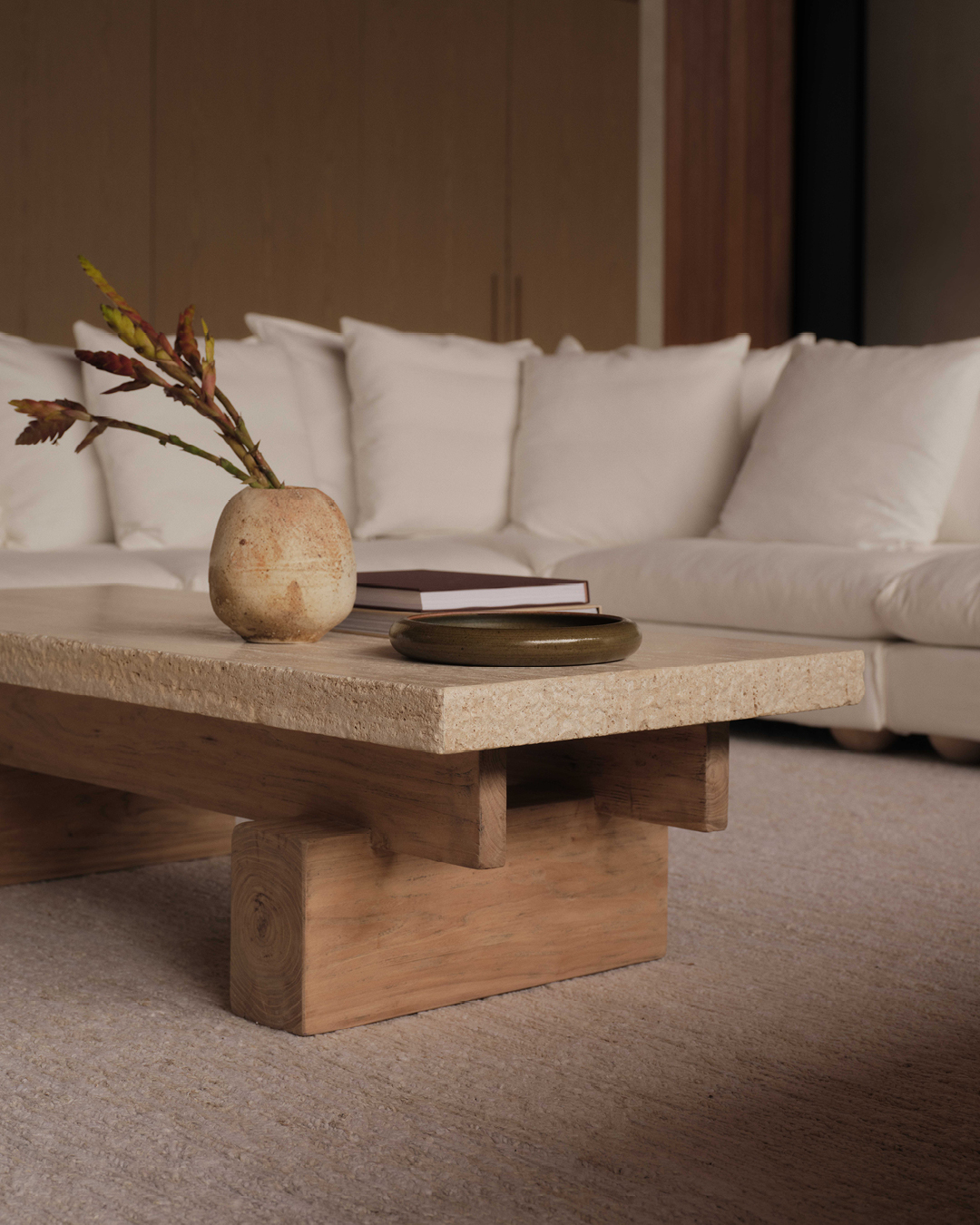 Travertine Rocco Rectangle Coffee Table
