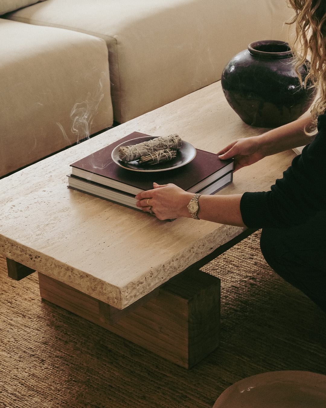 Travertine Rocco Rectangle Coffee Table