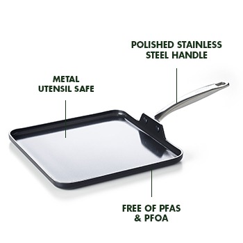 GreenPan Chatham Ceramic Nonstick 11 Open Square Griddle Grey CC000124-001  - Best Buy