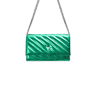SAC MINI NELLY - CUIR VERT MÉTALLISÉ