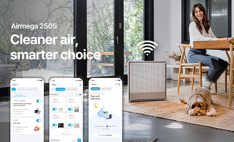 Airmega 250S in living room can be connected to app
