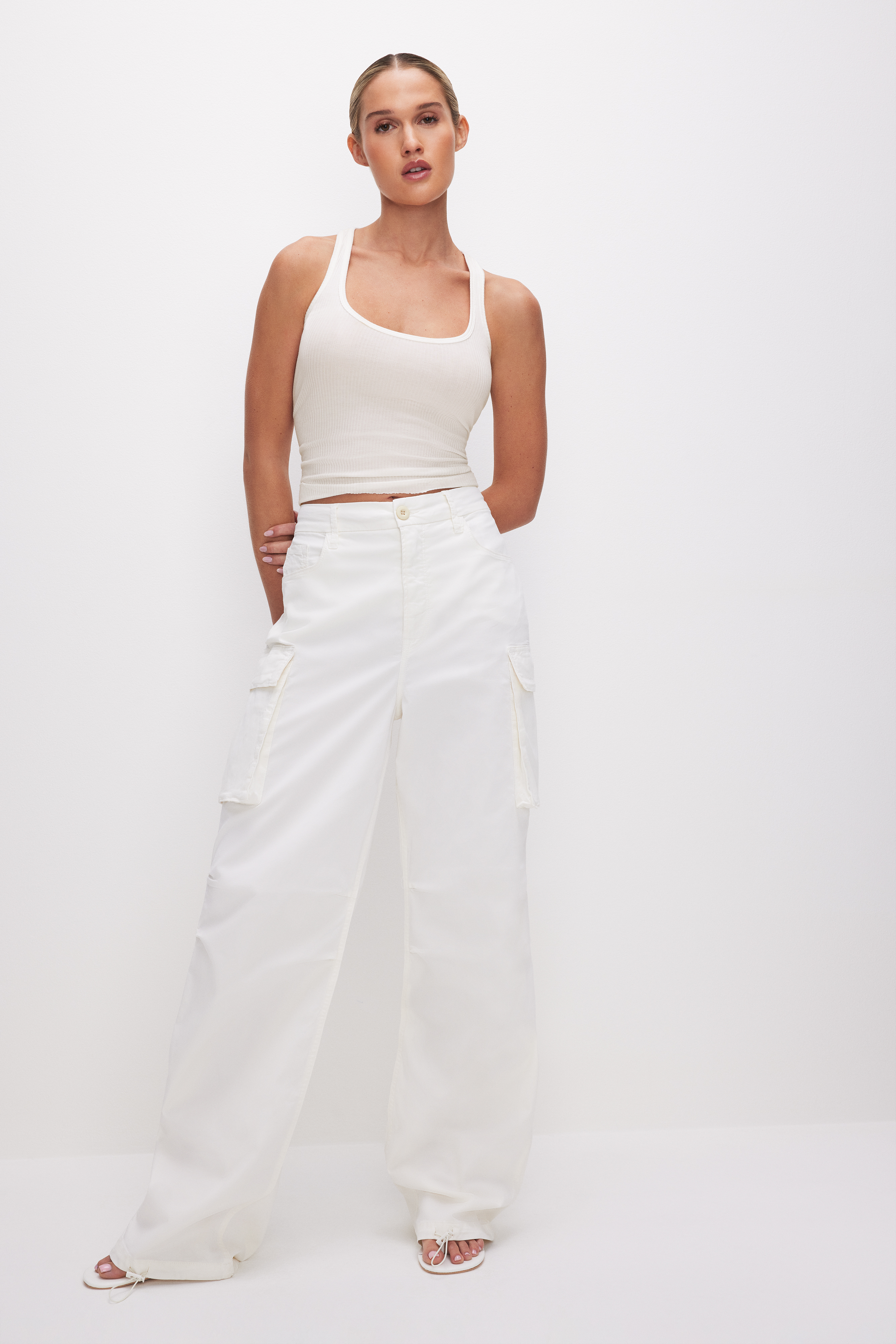 Styled with RIBBED FEATHERWEIGHT TANK TOP | CLOUD WHITE