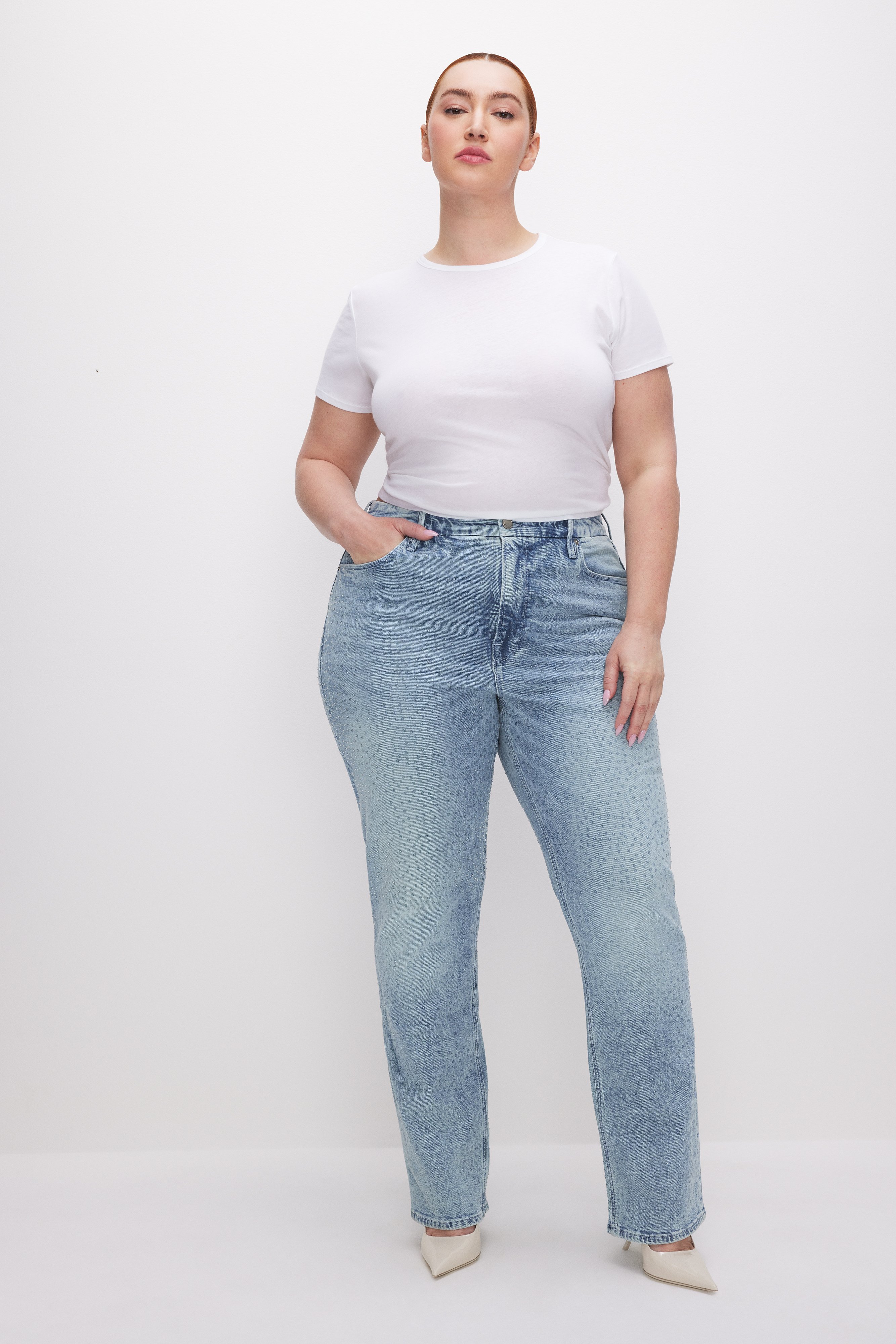 Styled with GOOD ICON STRAIGHT CRYSTAL JEANS | INDIGO601